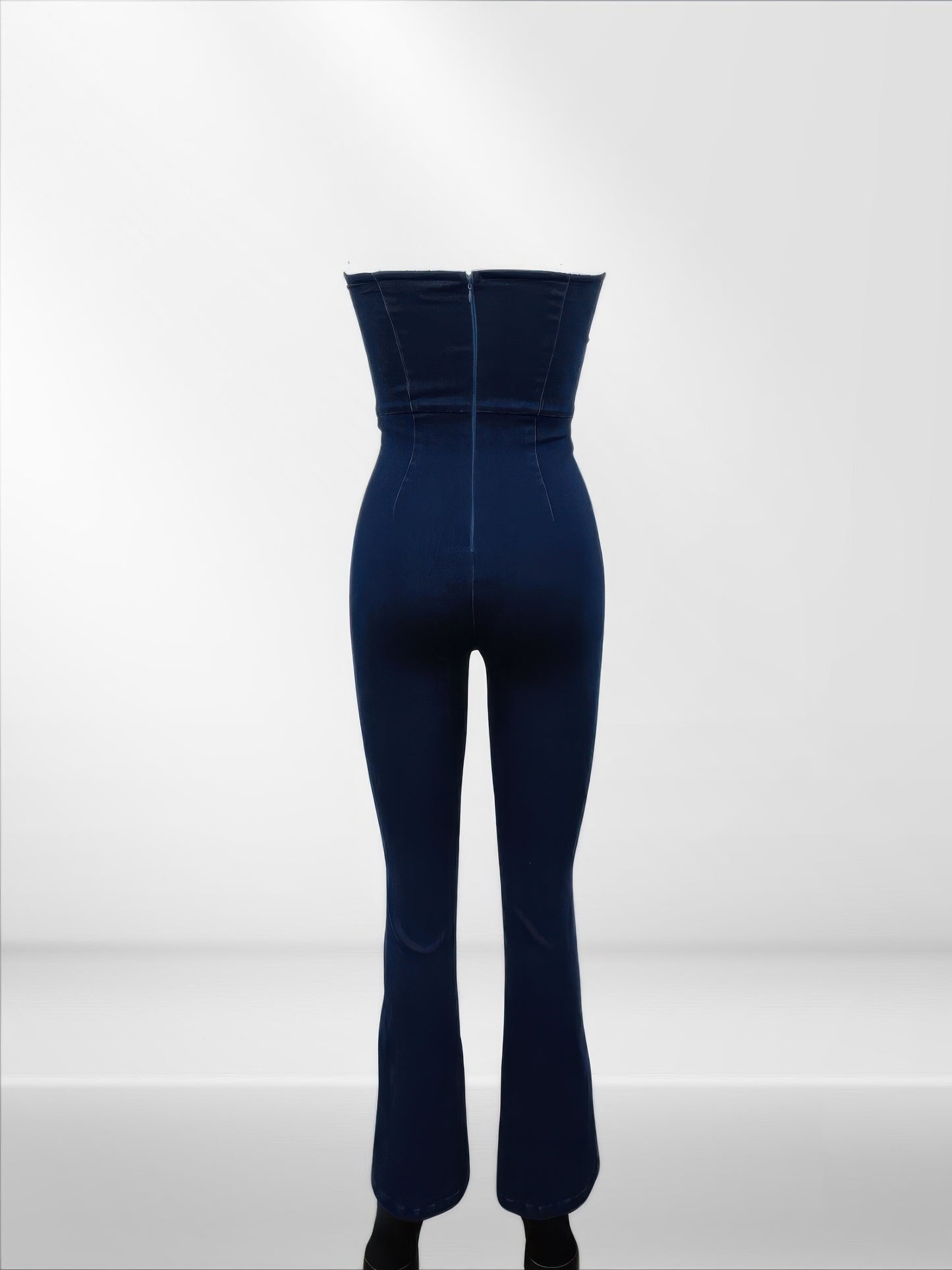 Lace Up Detail Denim Jumpsuit