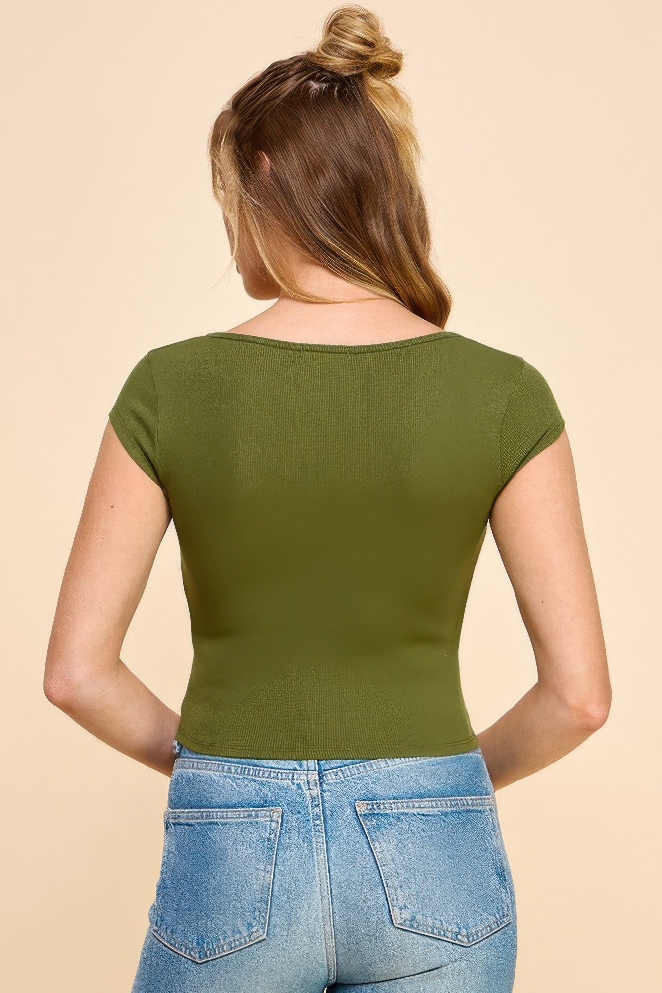 Square Neck Cap Sleeve Top