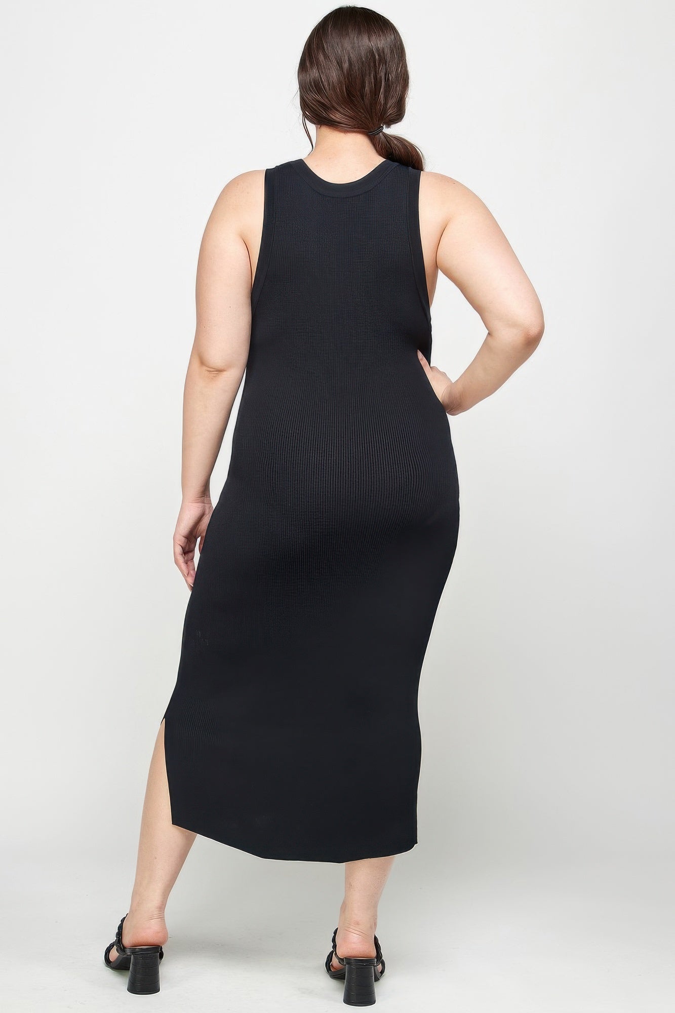 Plus Size Stretchy Racer Back Midi Dress