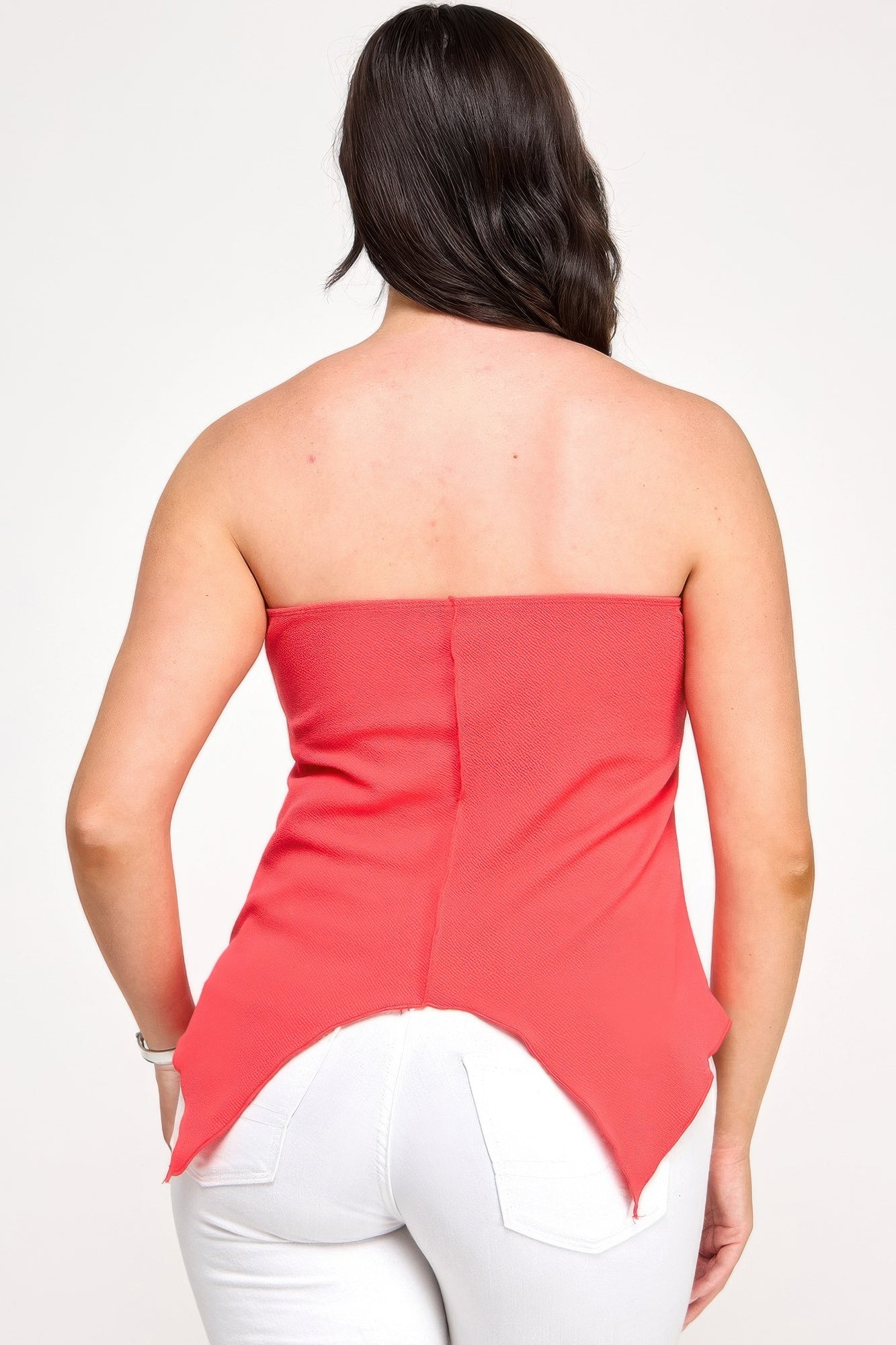 Plus Size Strapless O-ring Asymmetric Top