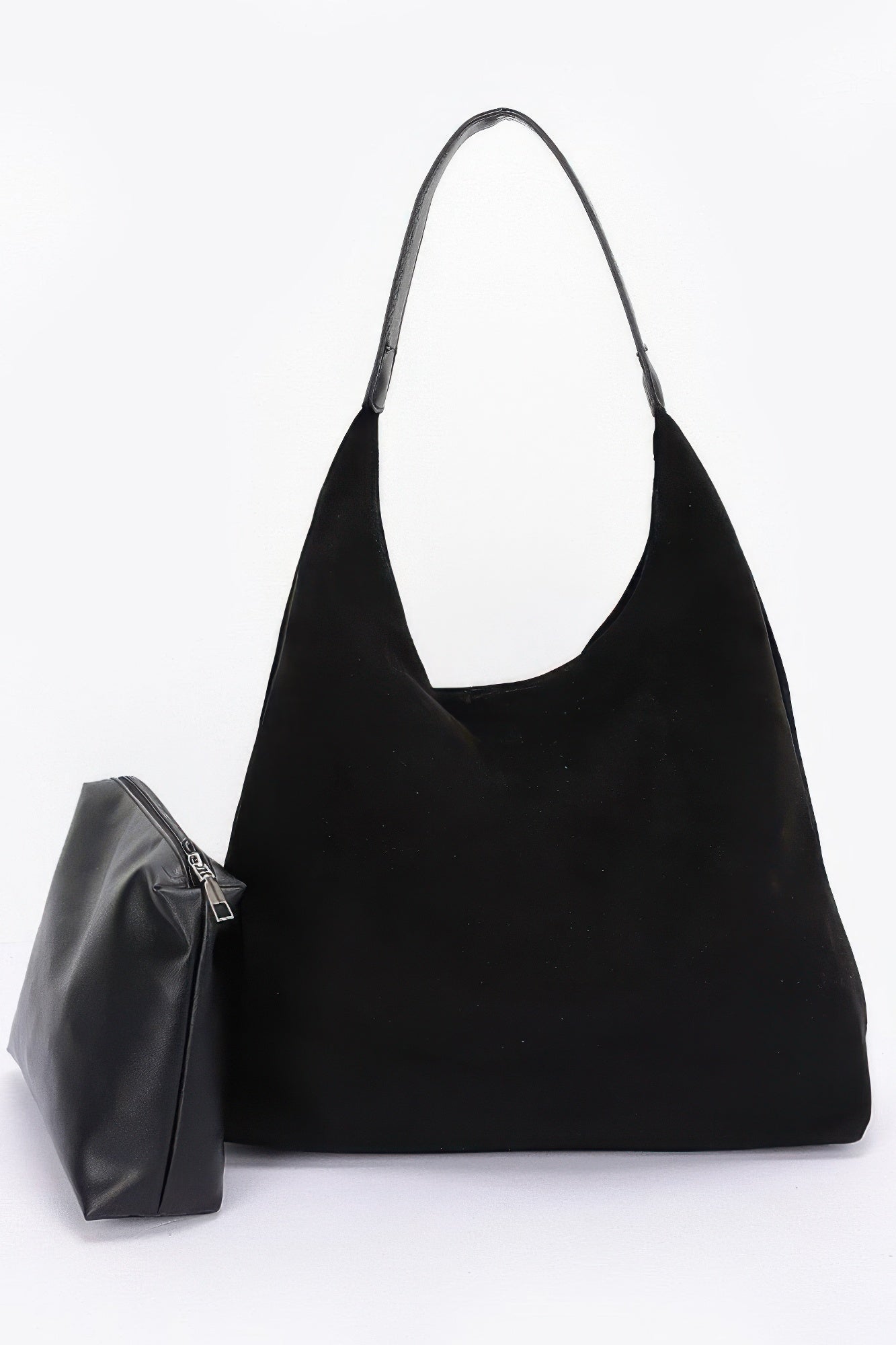 Faux Suede Bindle Bag W/ Pouch