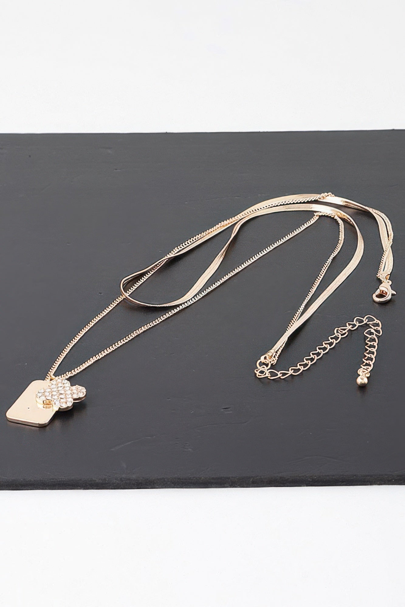 Double Clover Tag Pendant Necklace