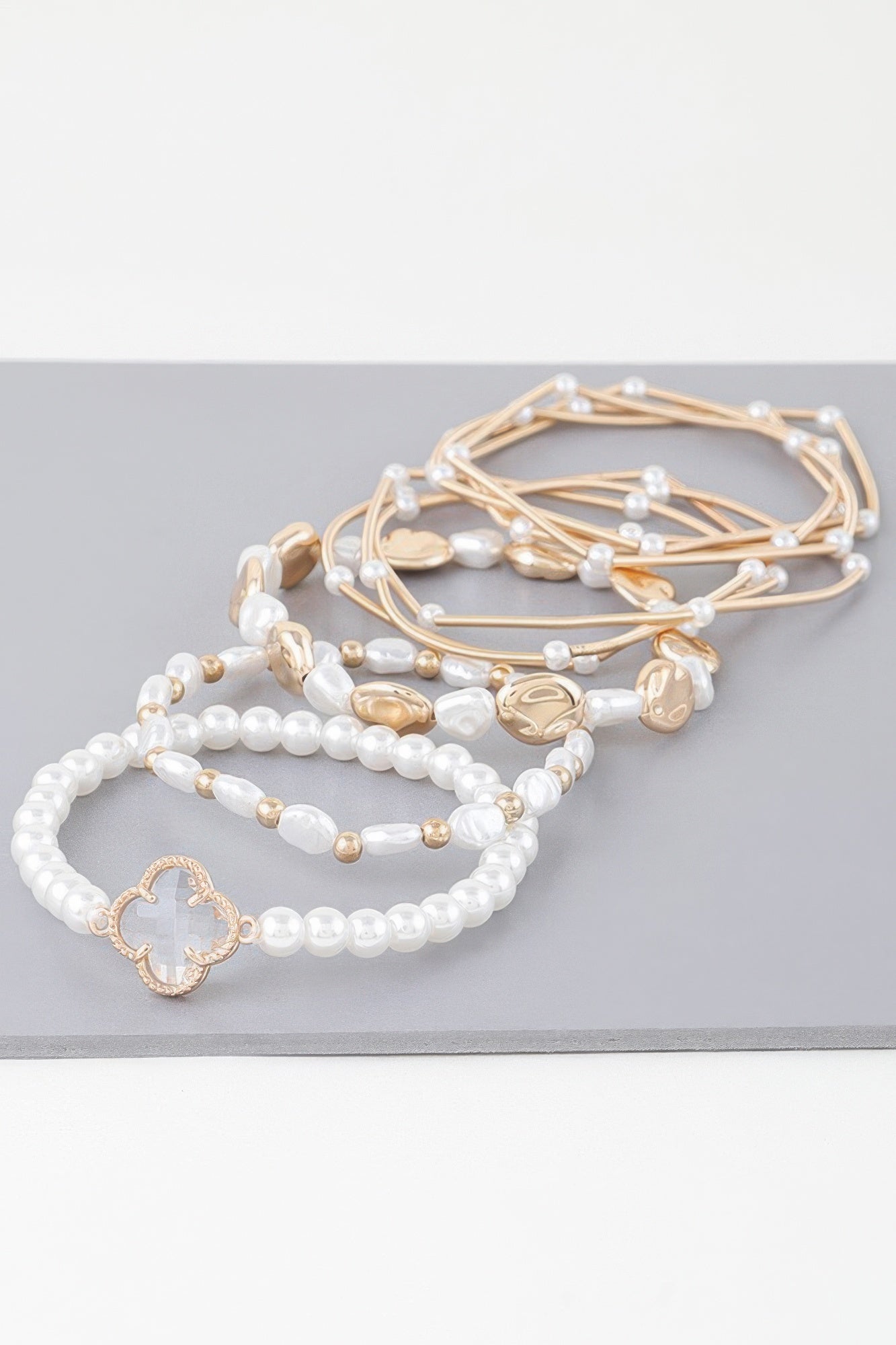 Multi Clover N Bead Bracelet