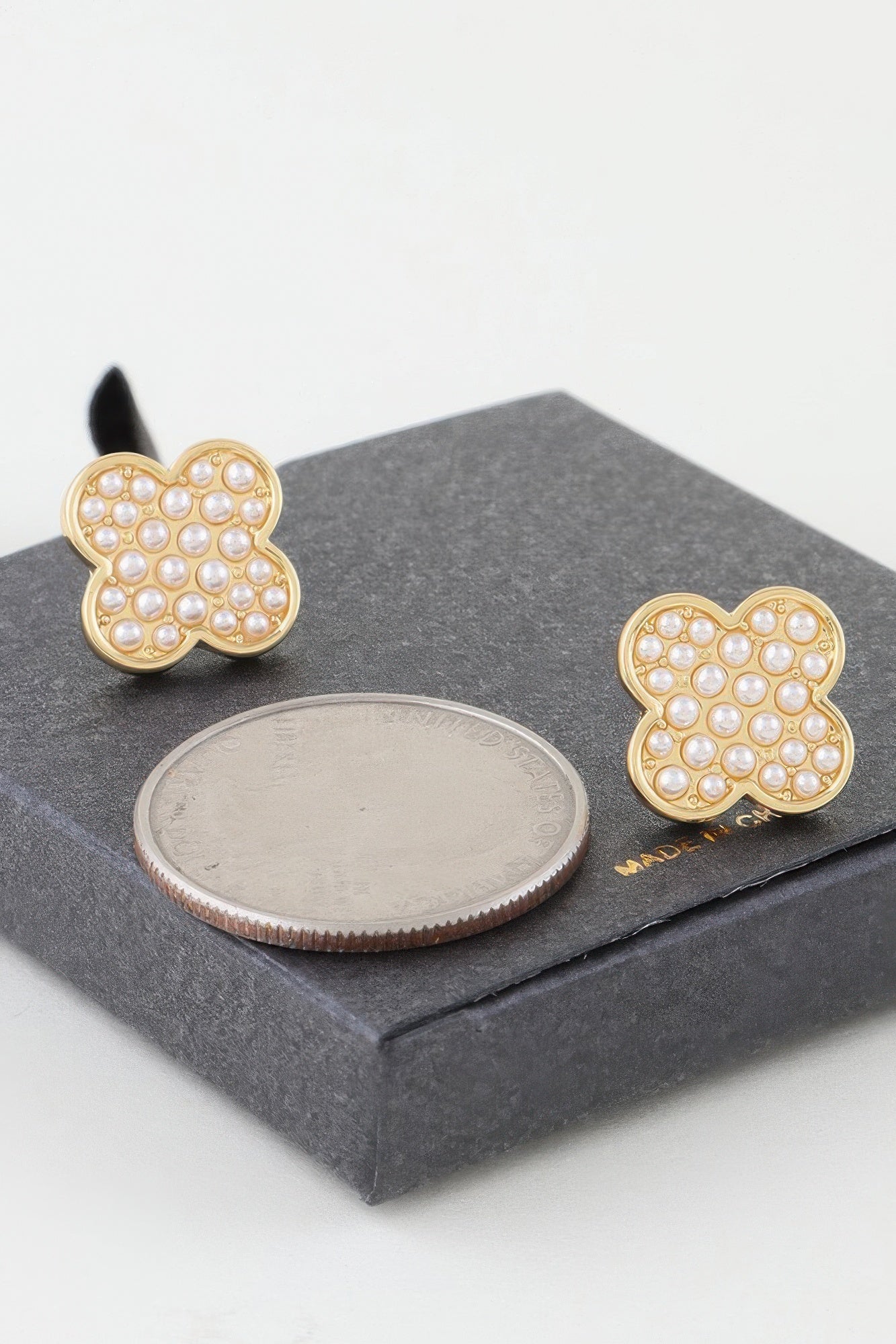 Pearled Clover Stud Earrings