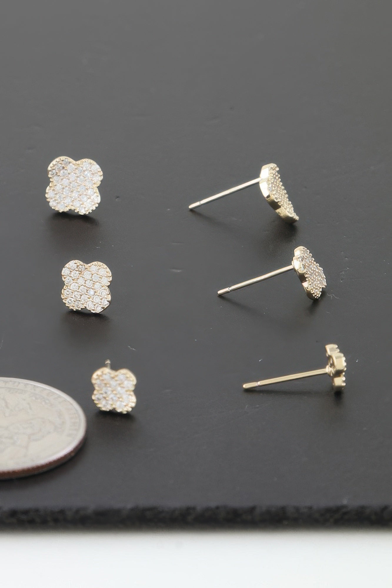Multi Jeweled Clover Stud Earrings Set