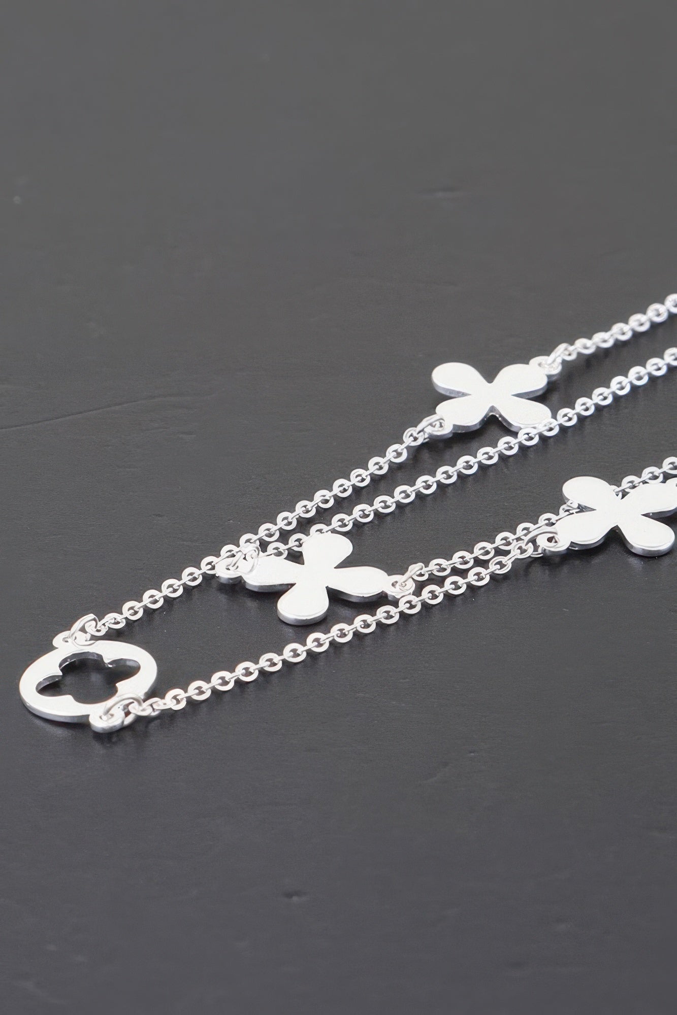 Double Open Clover Charm Necklace