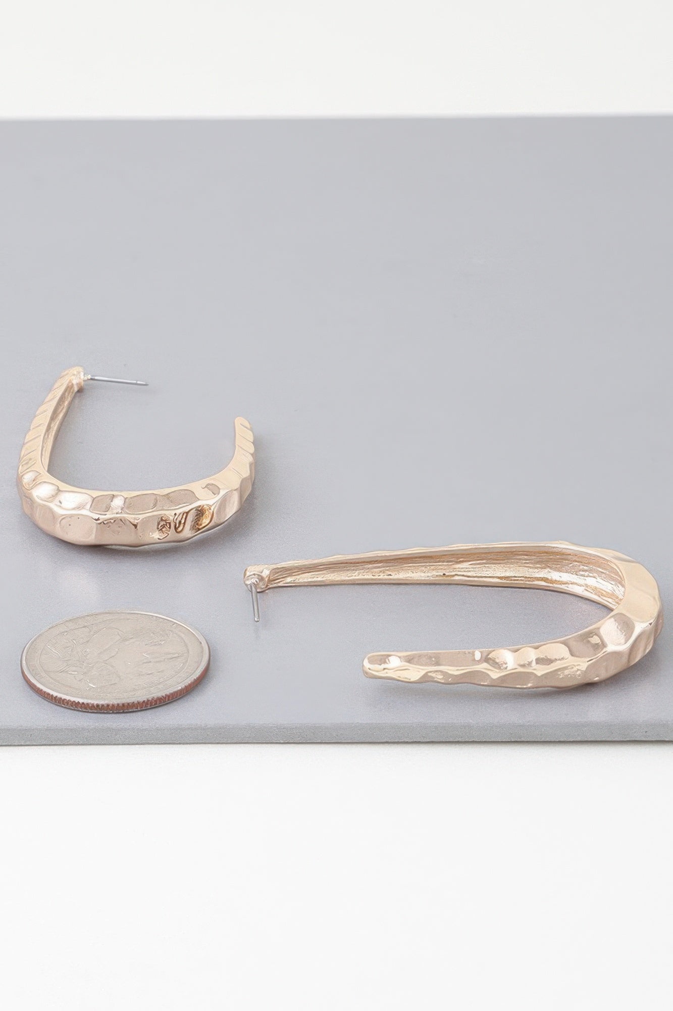 Hammered Open Oval Hoop Earrings