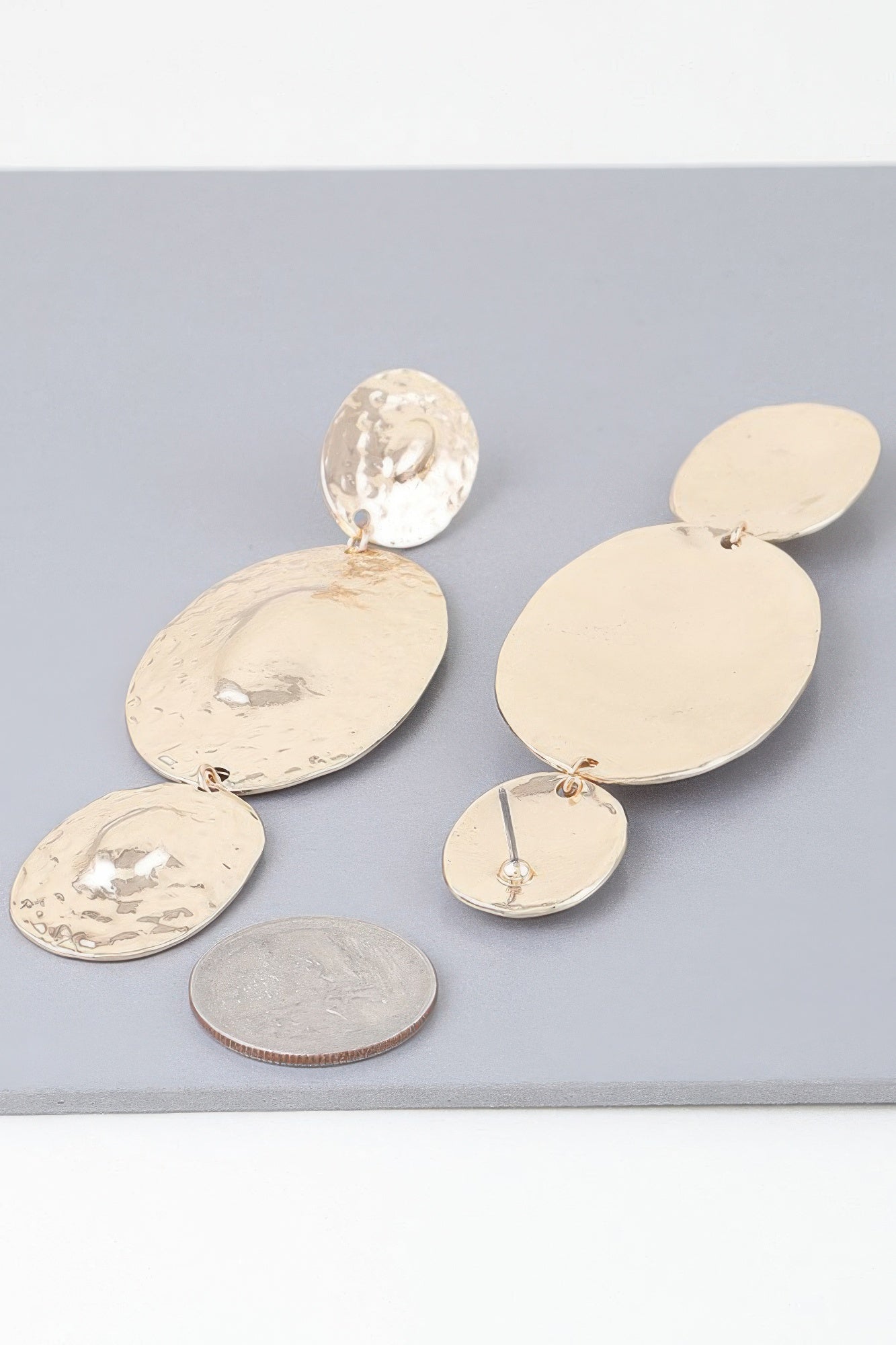 Triple Hammered Disc Earrings