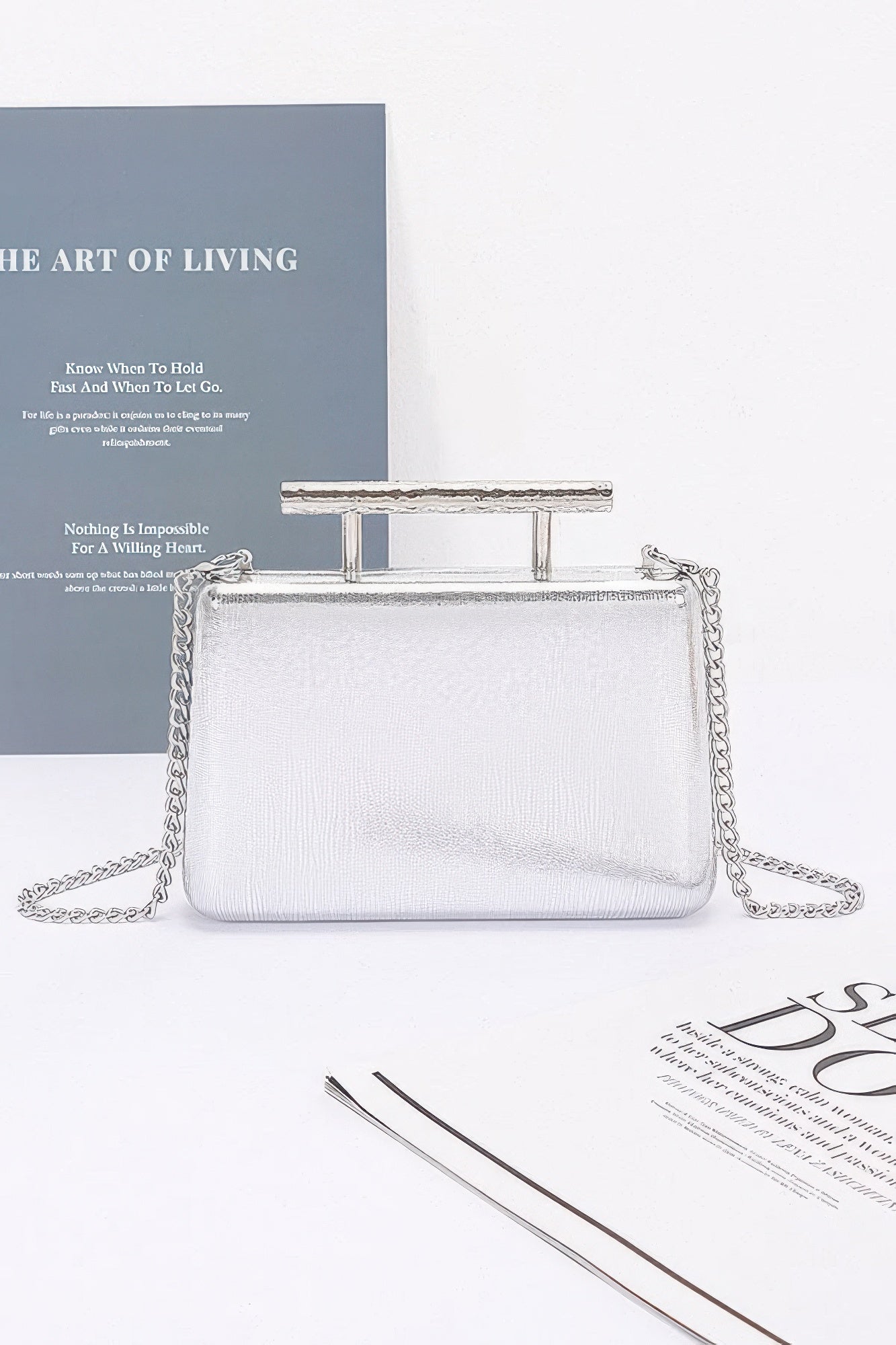 Metal Handle Top Case Clutch