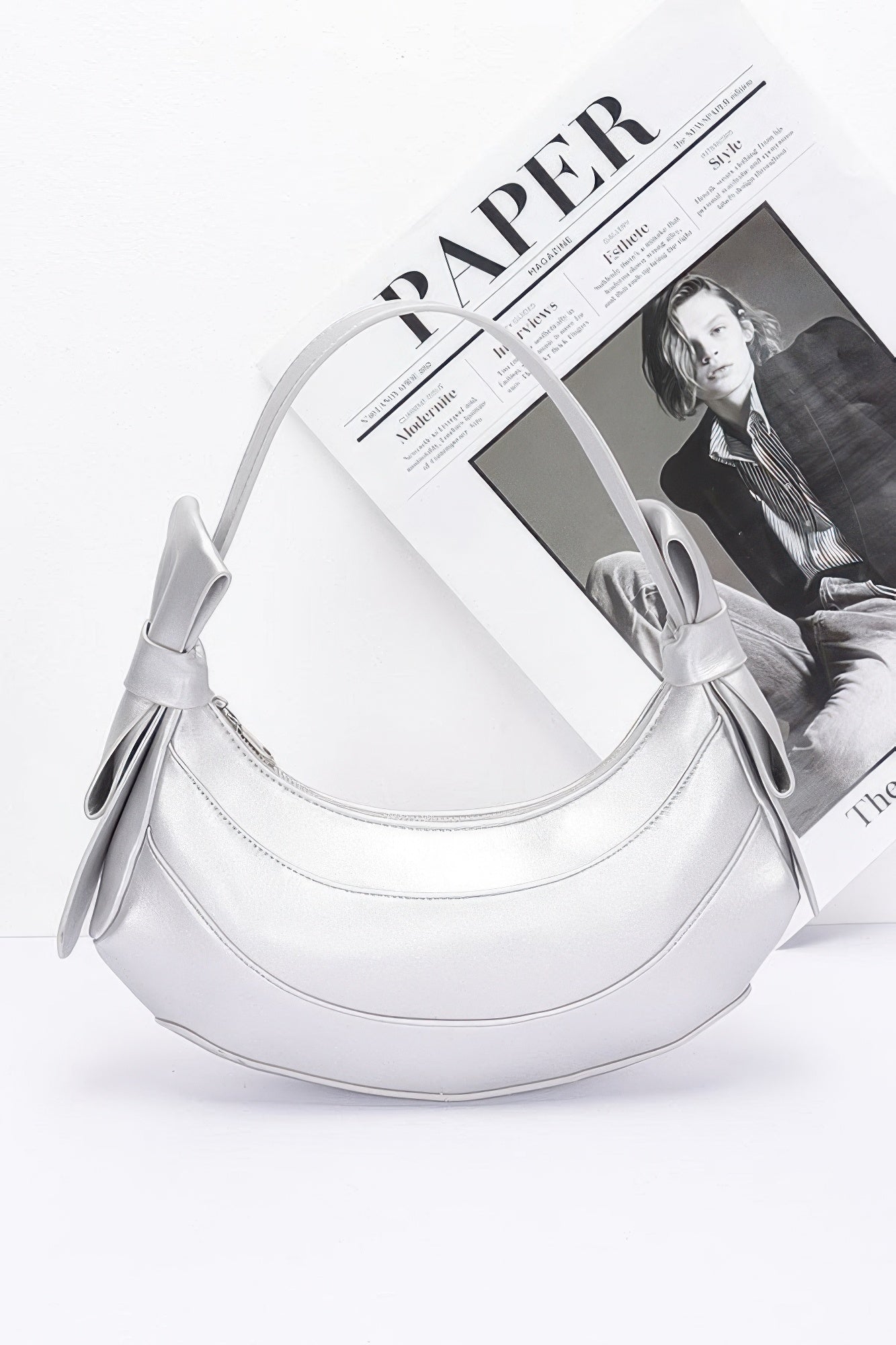 Faux Leather Hobo Bag W/ Bows