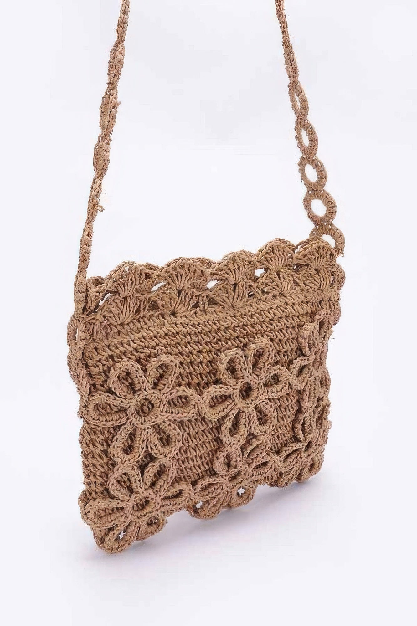 Faux Straw Handmade Flower Crossbody Bag