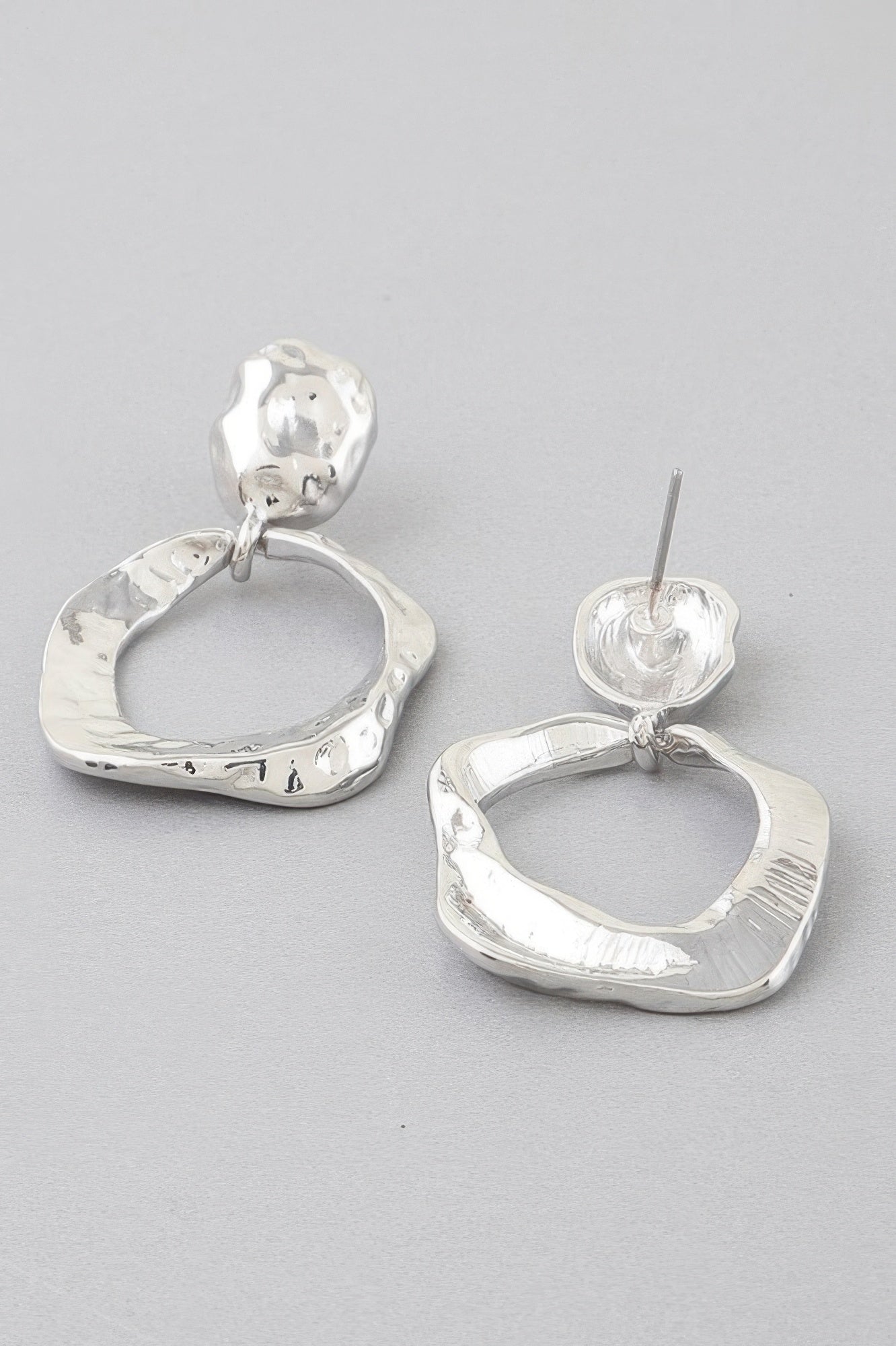 Double Hammered Open Disc Drop Earrings