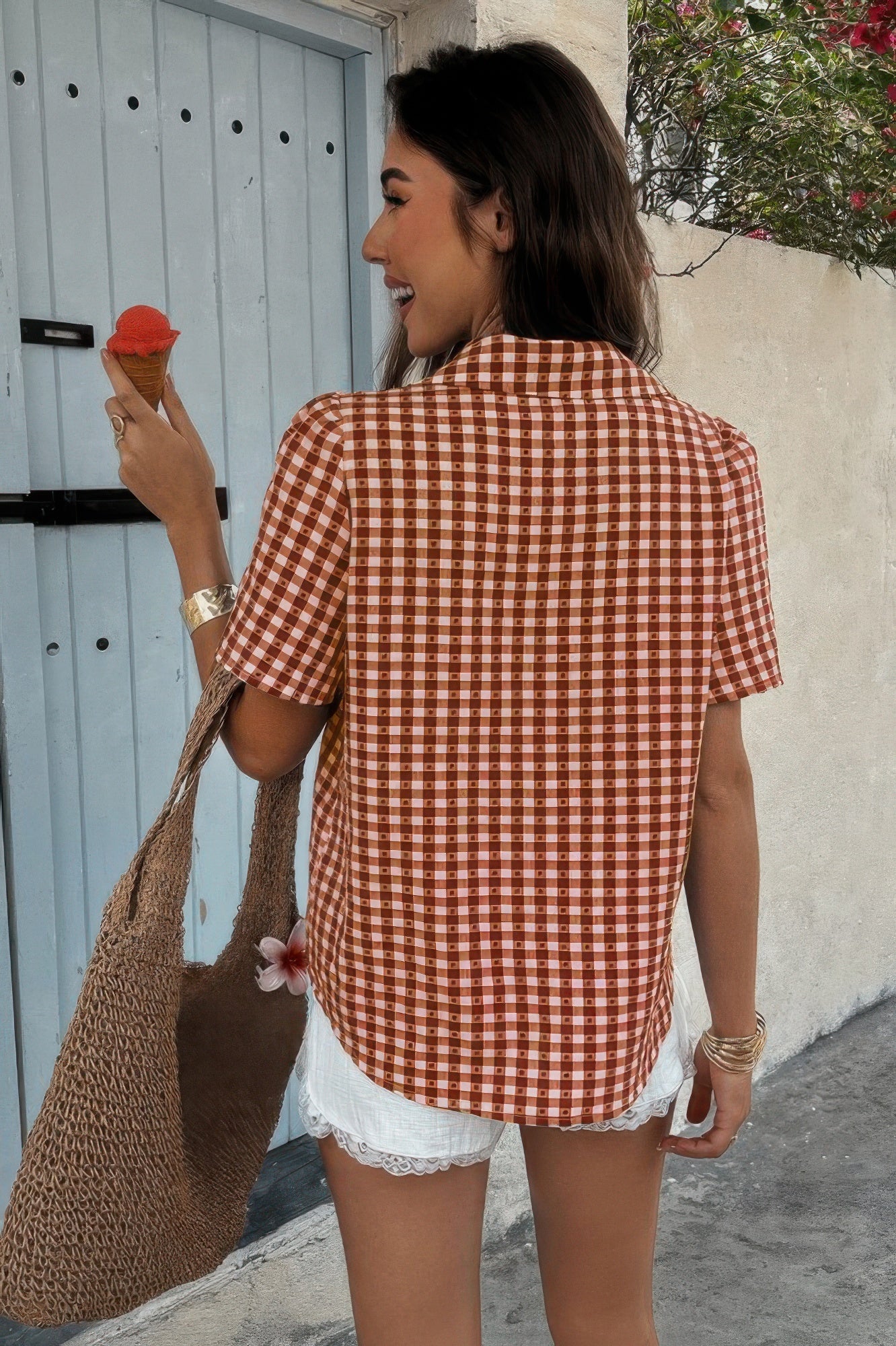 Plaid Short Sleeve Button Down Pocket Shirt