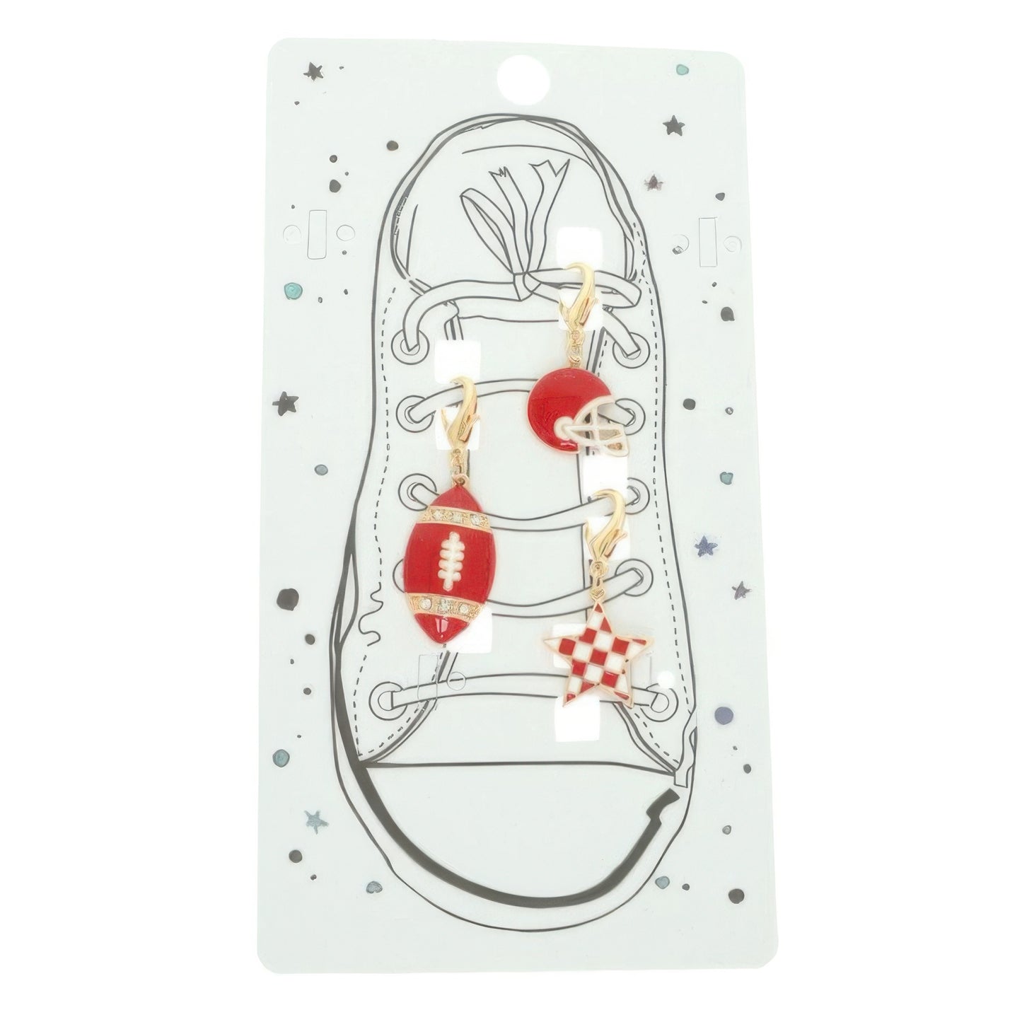 3pc Gameday Football Theme Shoelace Charm Set