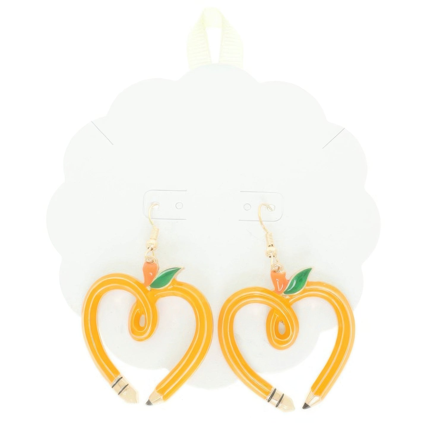 School Theme Heart Pencil Drop Earrings