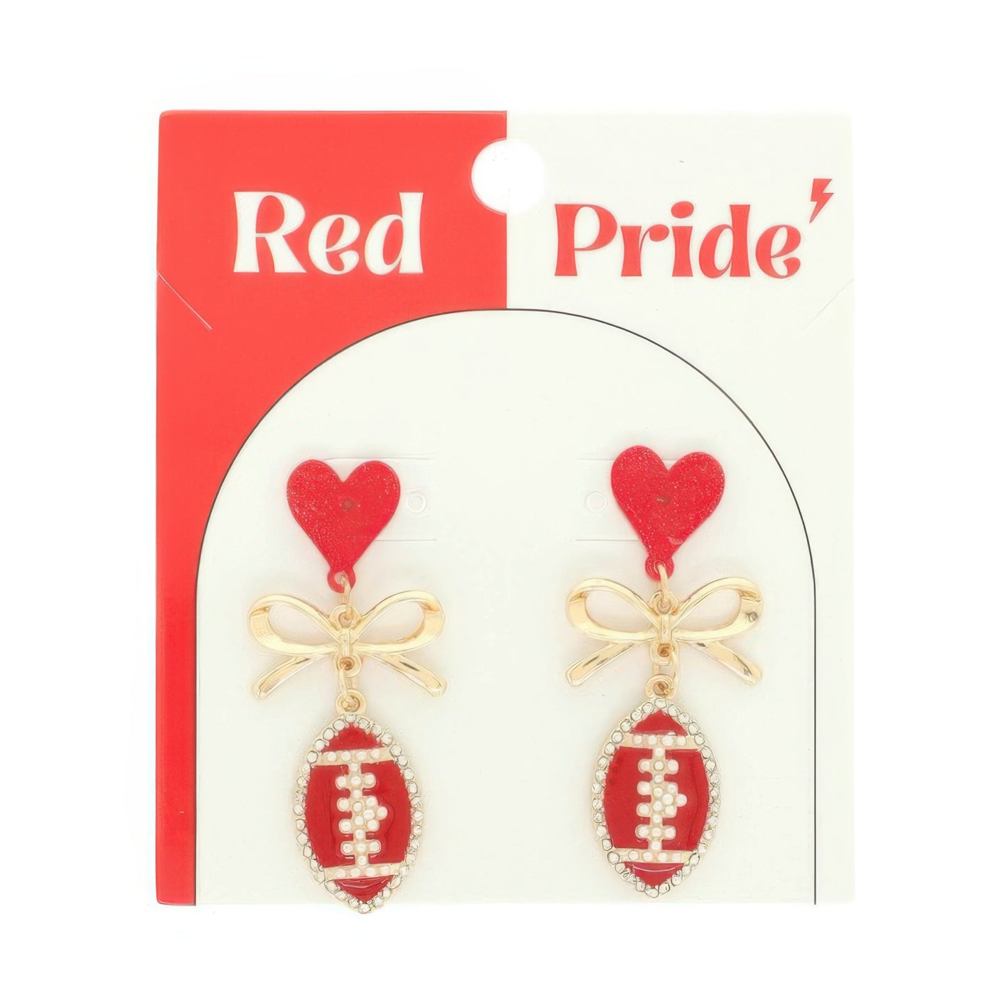 Gameday Heart Bow Football Drop Earrings