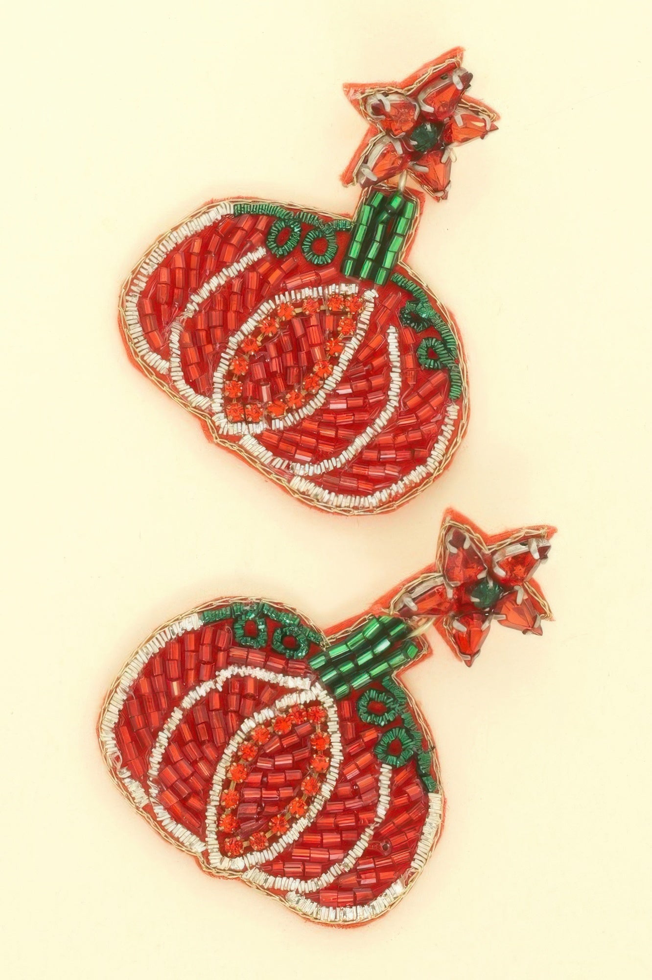 Halloween Pumpkin Seed Beaded Post Earrings