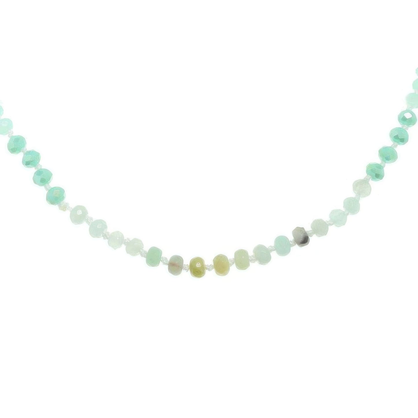 Iridescent Natural Gemstone Glass Beaded Necklace