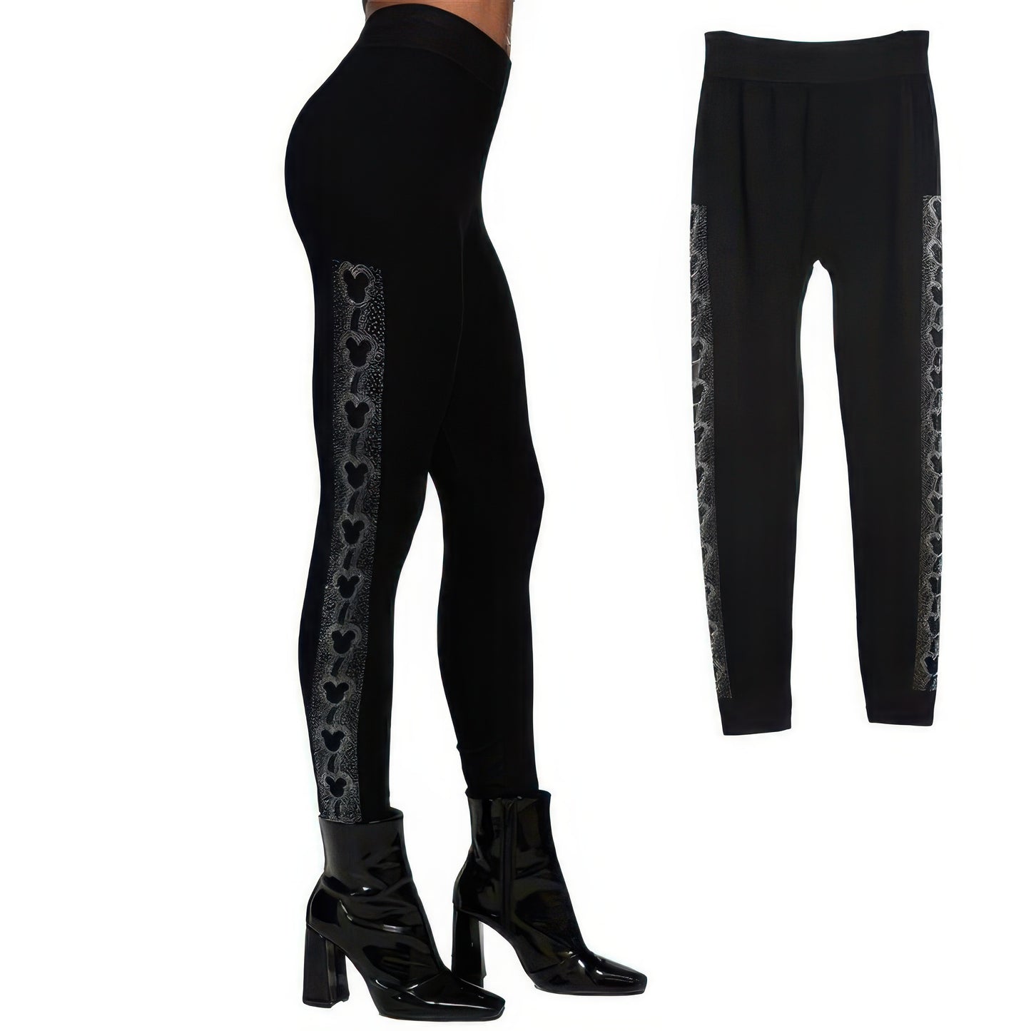 Mouse Ears Crystal Studded High Waisted Leggings