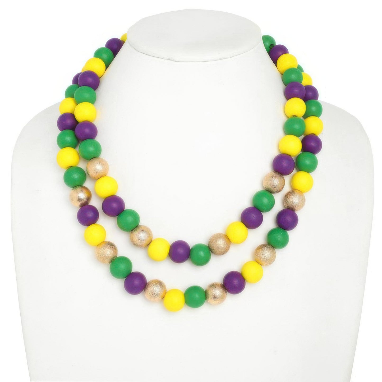 Mardi Gras Multi Strand Beaded Necklace