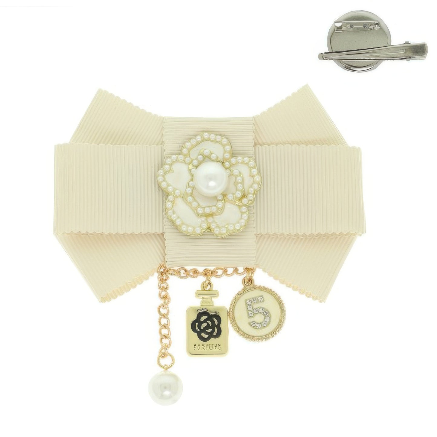 2 In 1 Pearl Charm Bow Barrette Pin