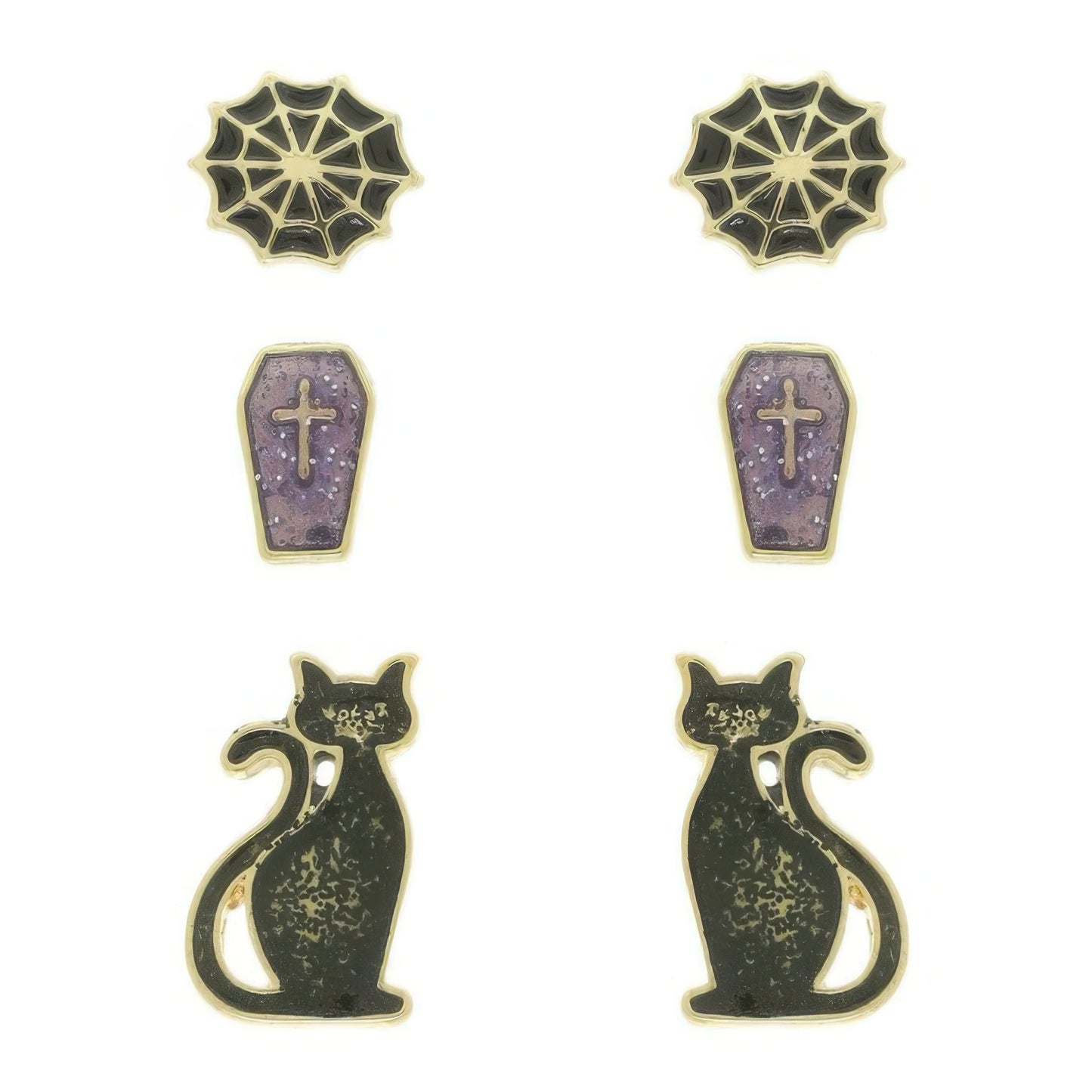 3-pack Halloween Themed Enamel Post Earrings