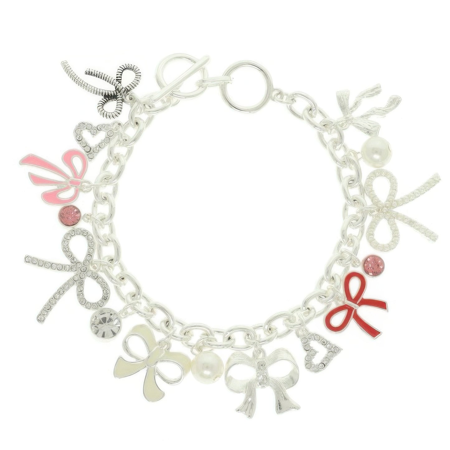 Bow Theme Charm Toggle Bracelet