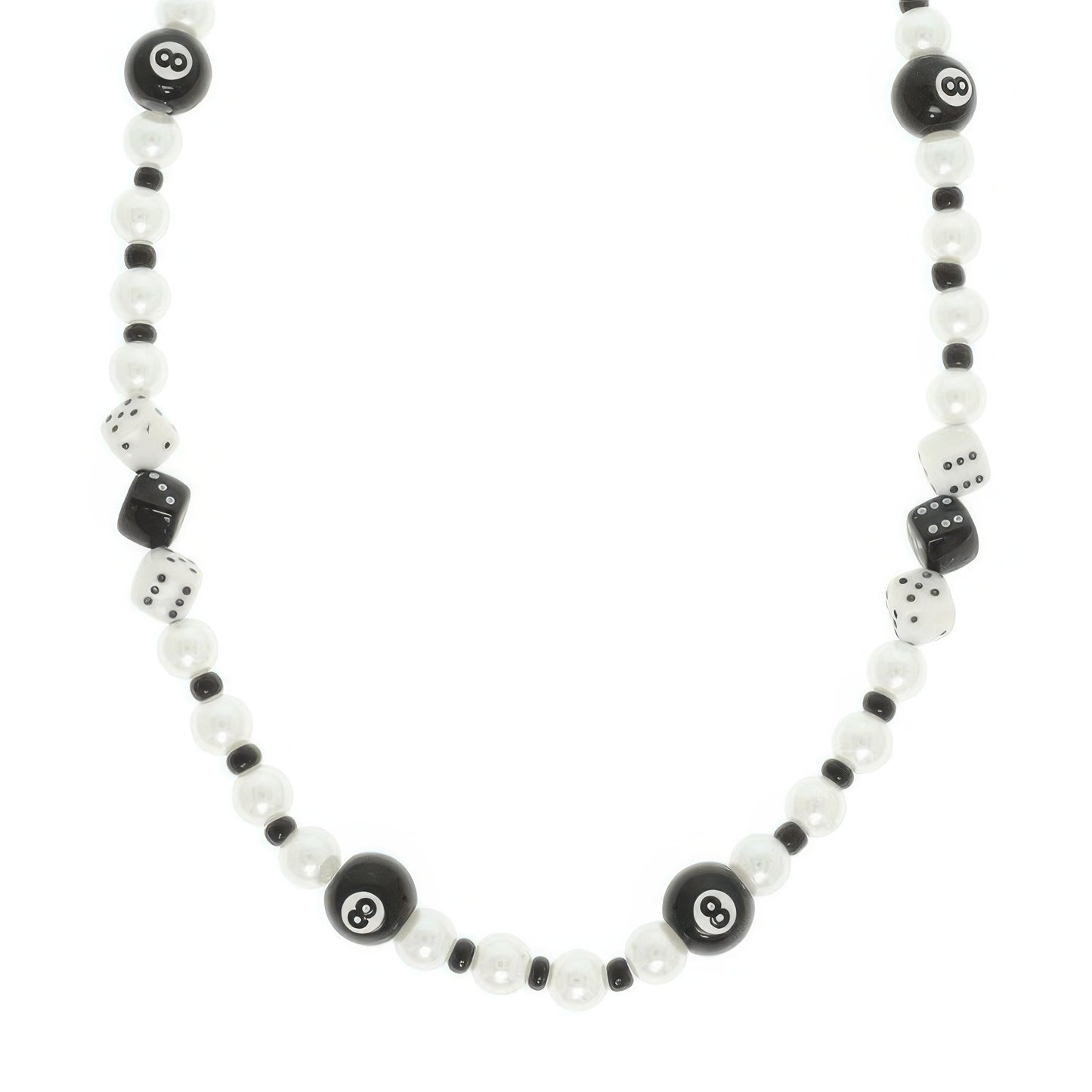 Western Gambling Theme 8 Ball Beaded Necklace