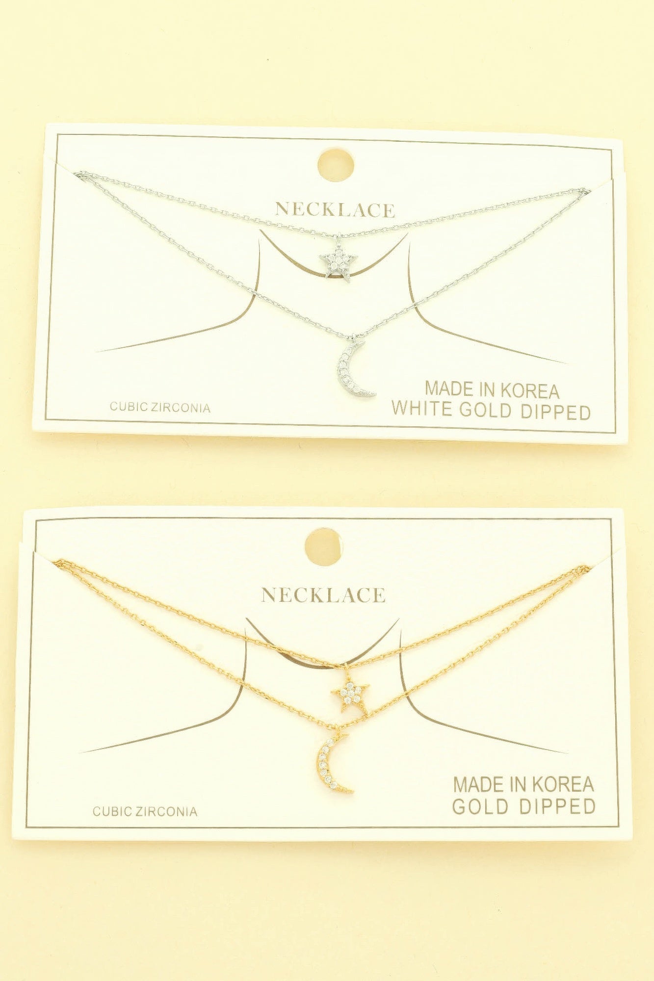 Cz Gold Plated Moon And Star Pendant Necklace
