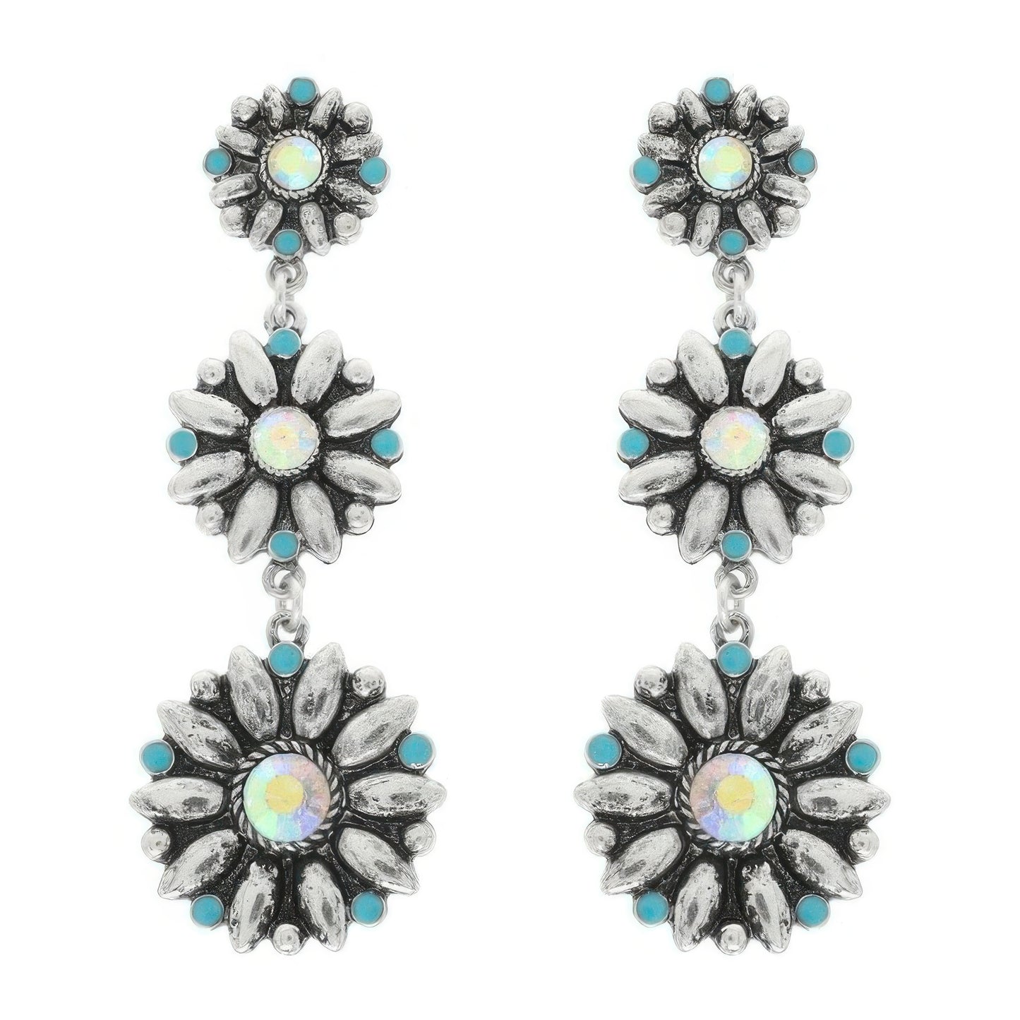 Western Floral Concho Linear Earrings