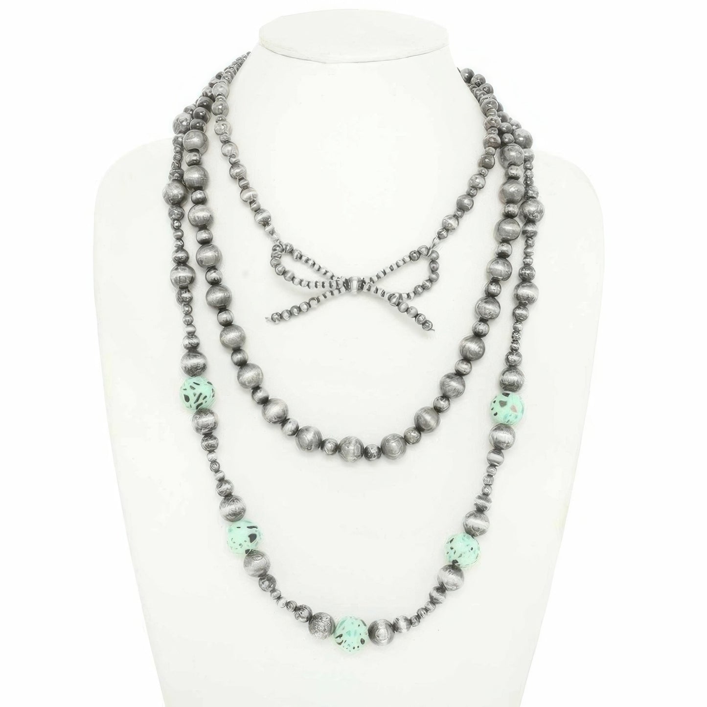 Western Bow Pendant Beaded Necklace