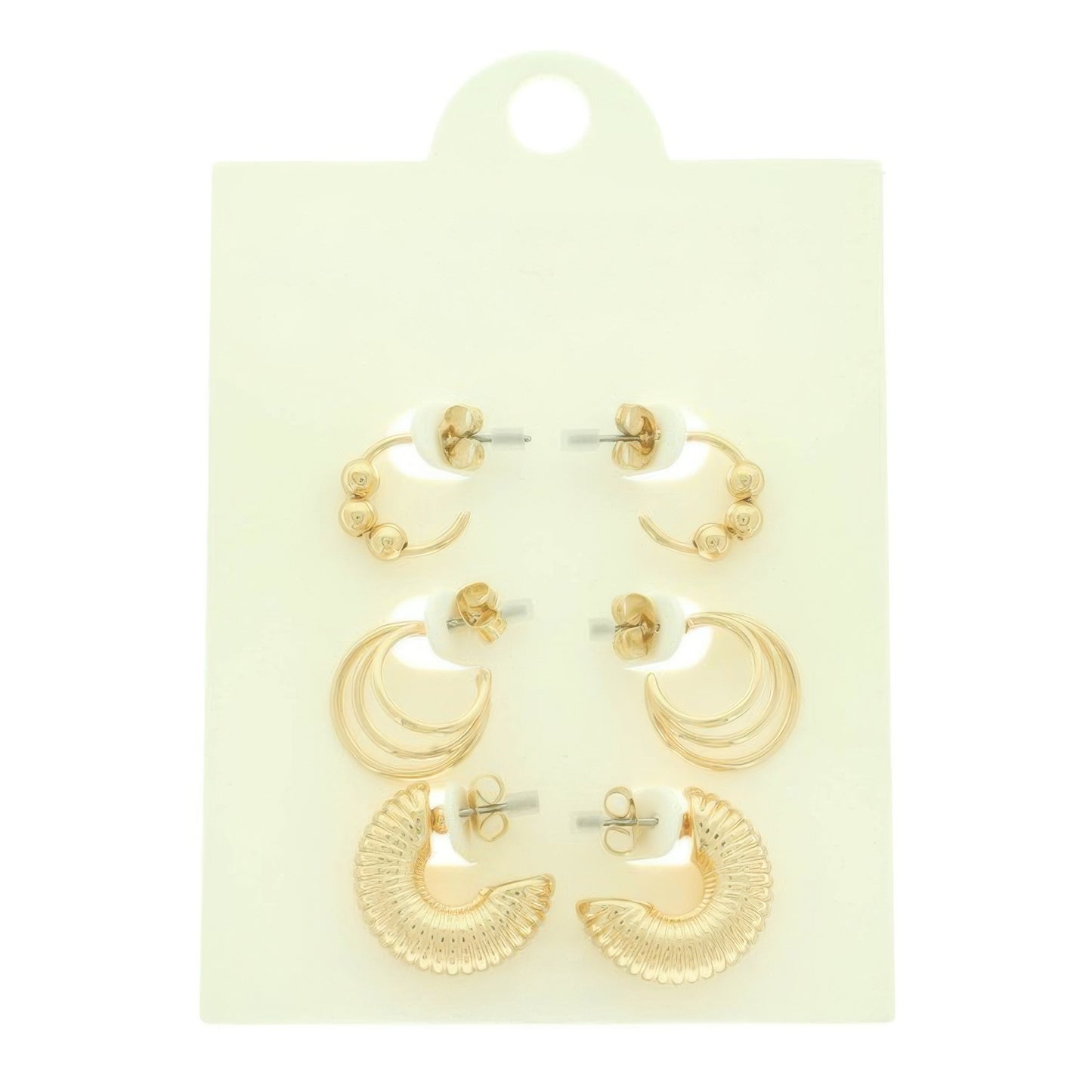 3 Pair Hoop Post Earring Set