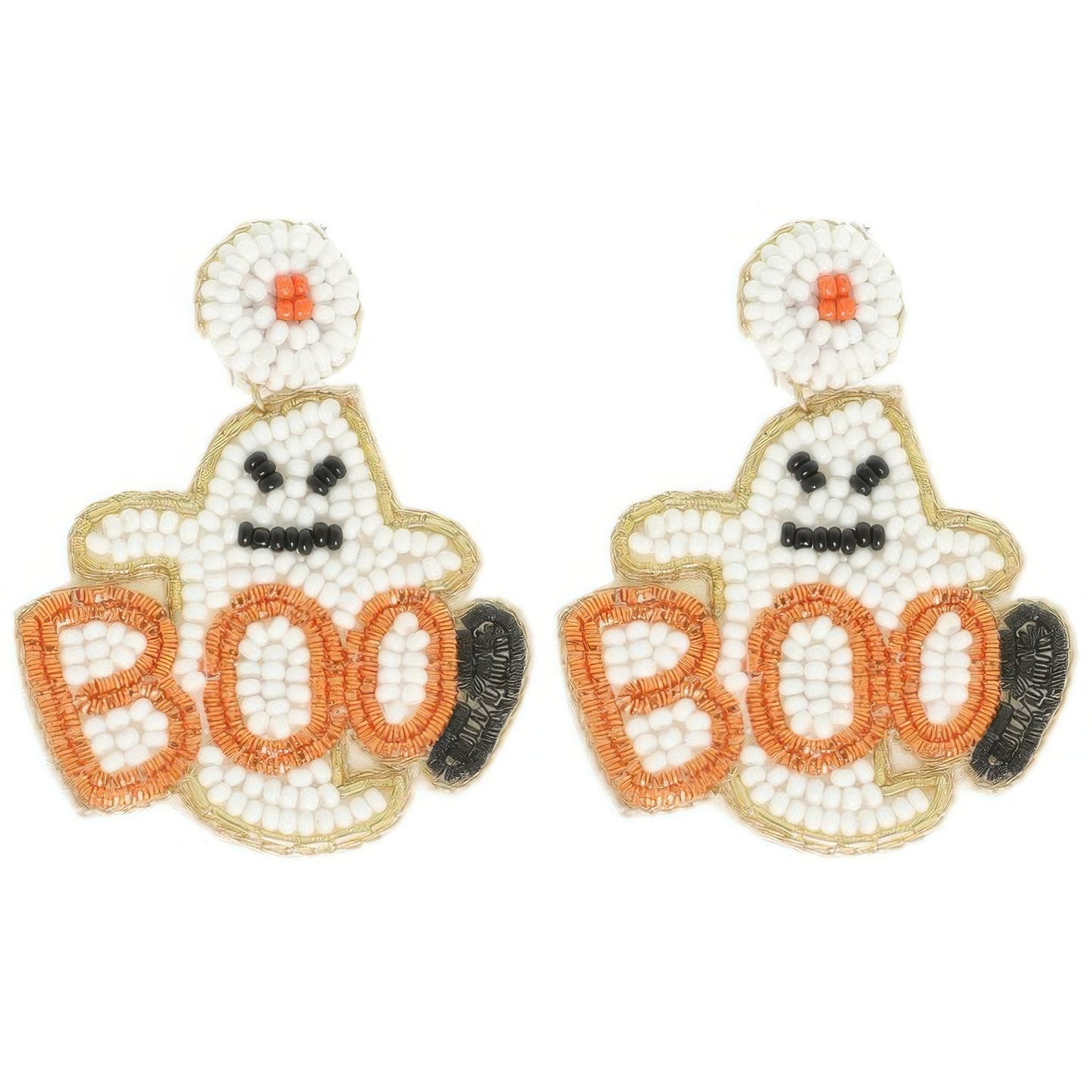 Halloween Ghost Bead Post Earrings