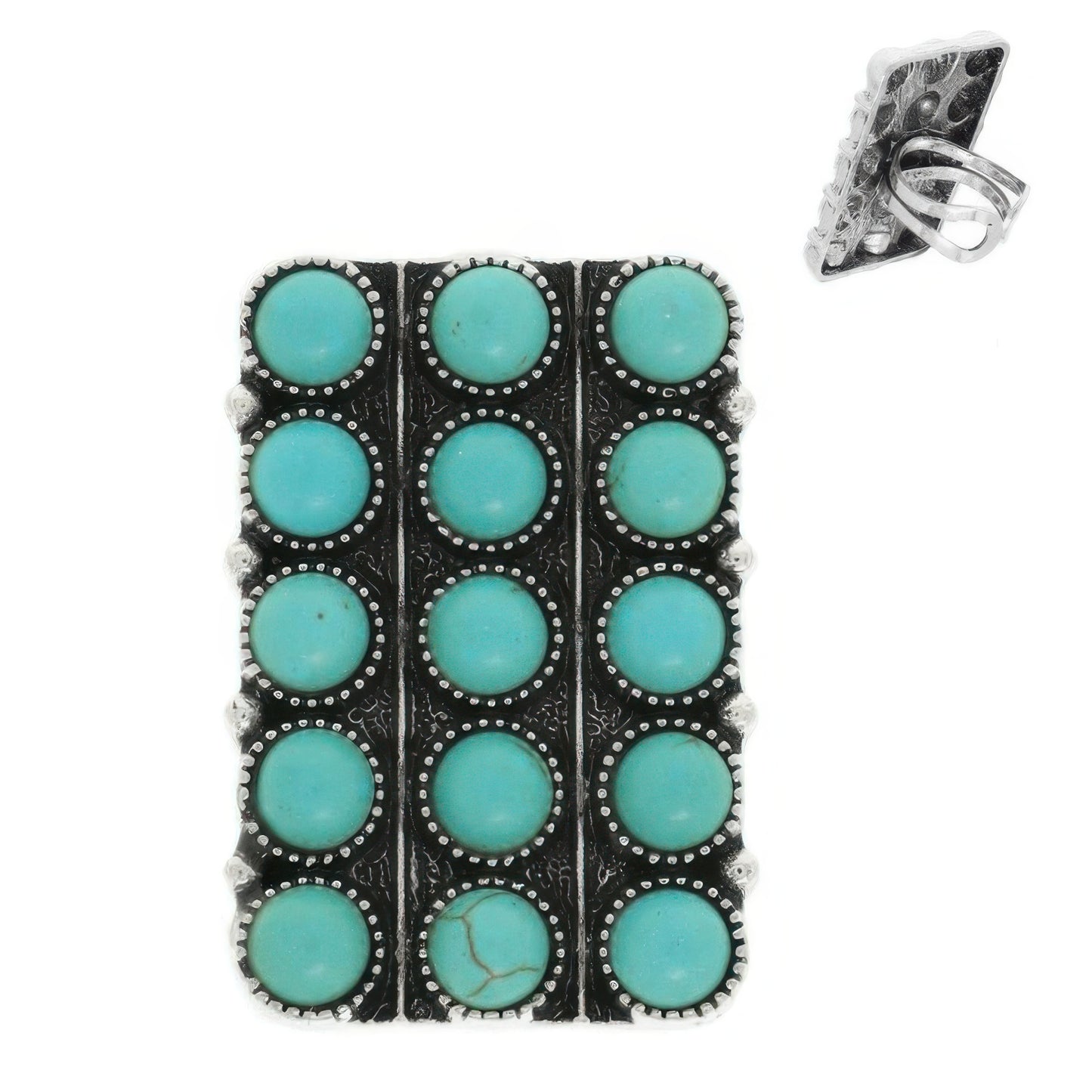 Western Bubble Pave Rectangle Stretch Ring