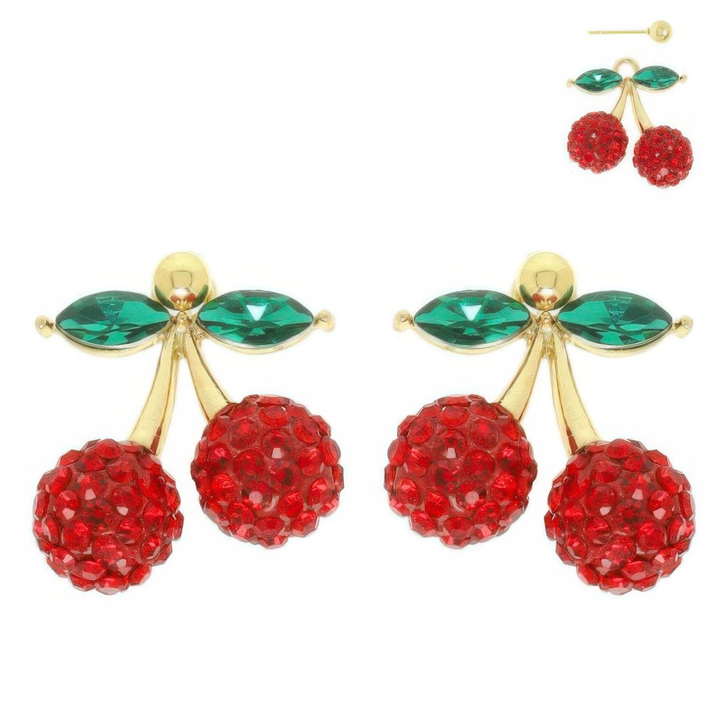 Jeweled Red Cherry Post Earrings