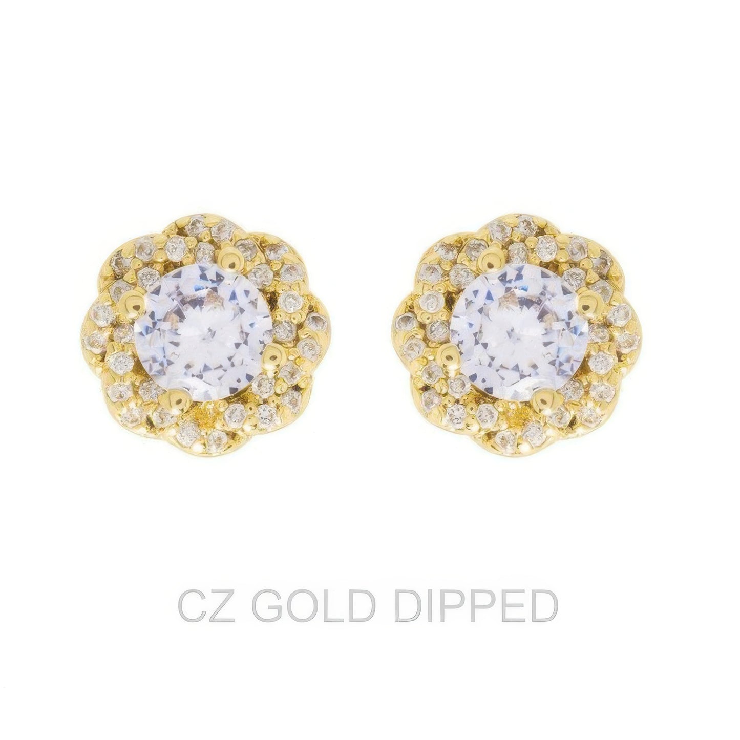 Gold Dipped Cz Twisted Knot Stud Earrings