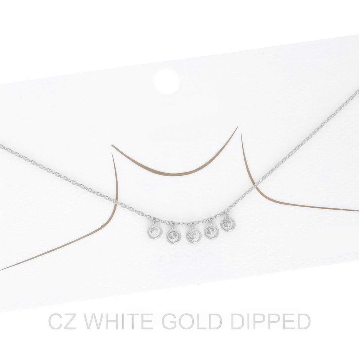 Women's Gold Dipped Cz Disc Multi Charm Necklace