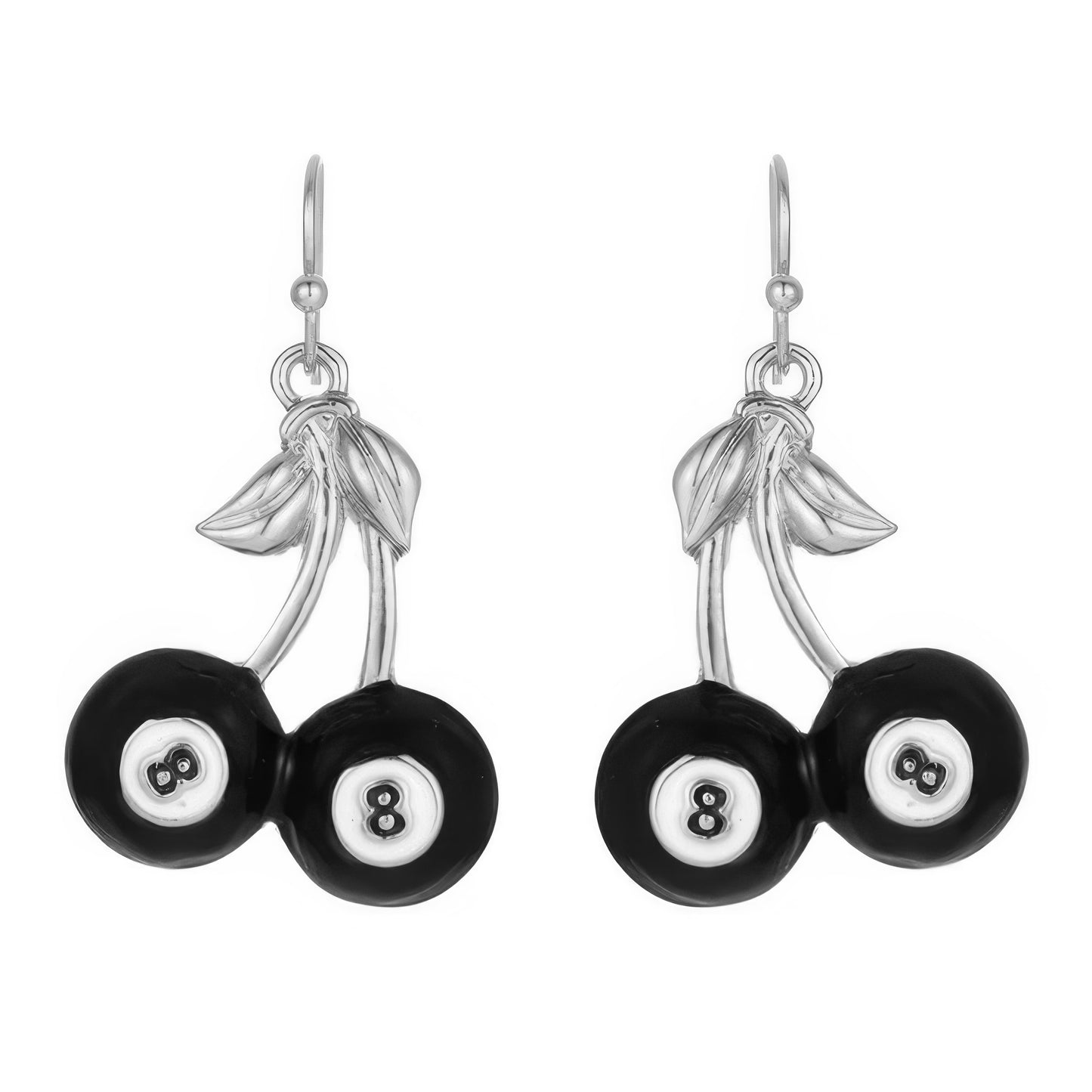 High Stakes 8 Ball Cherry French Wire Earrings