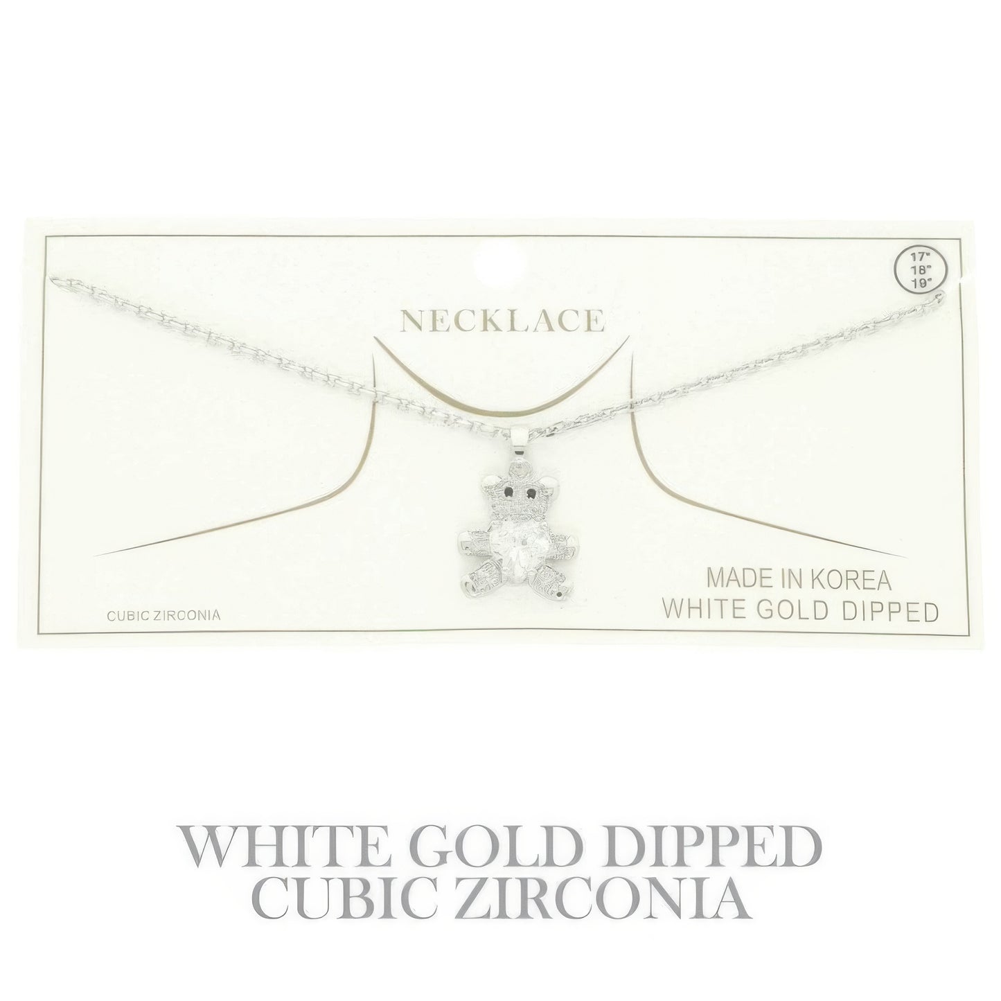 Gold Plated Teddy Bear Cz Pendant Necklace