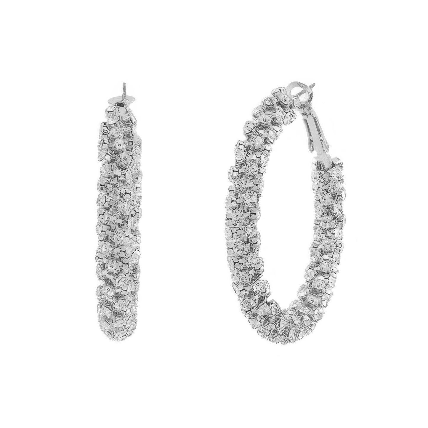 Cz Pave Tube Hoop Earrings