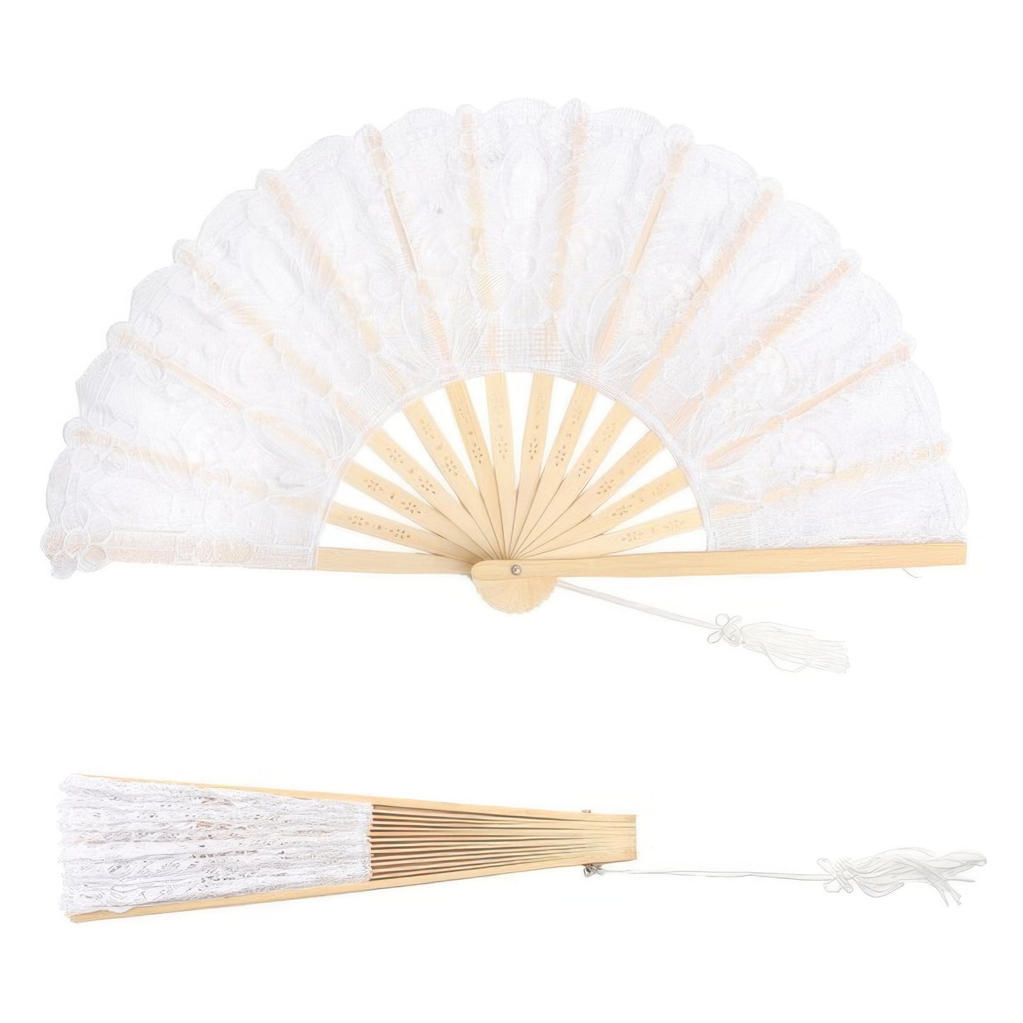 Spanish Victorian Floral Chantilly Lace Fan