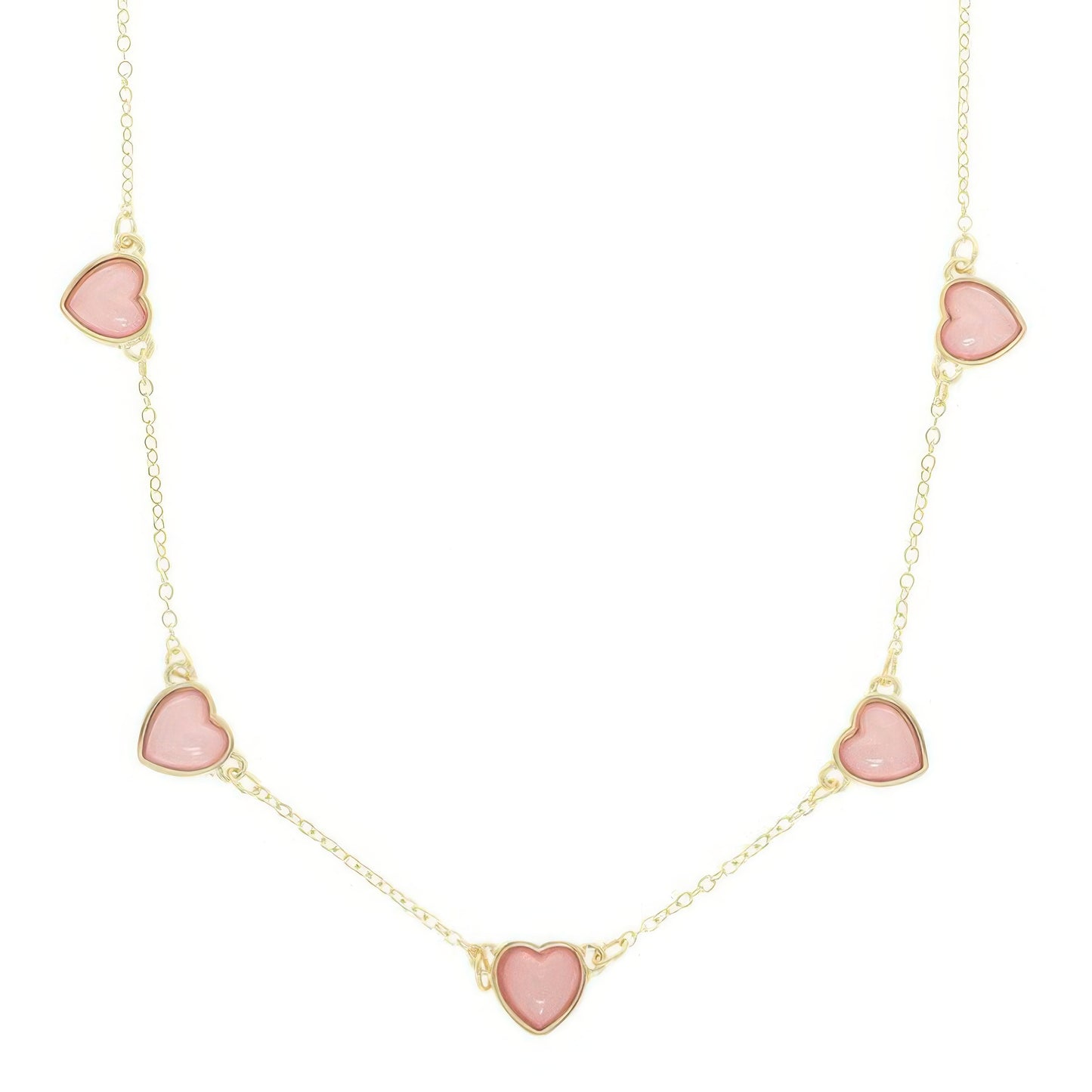 Enamel Heart Staion Necklace