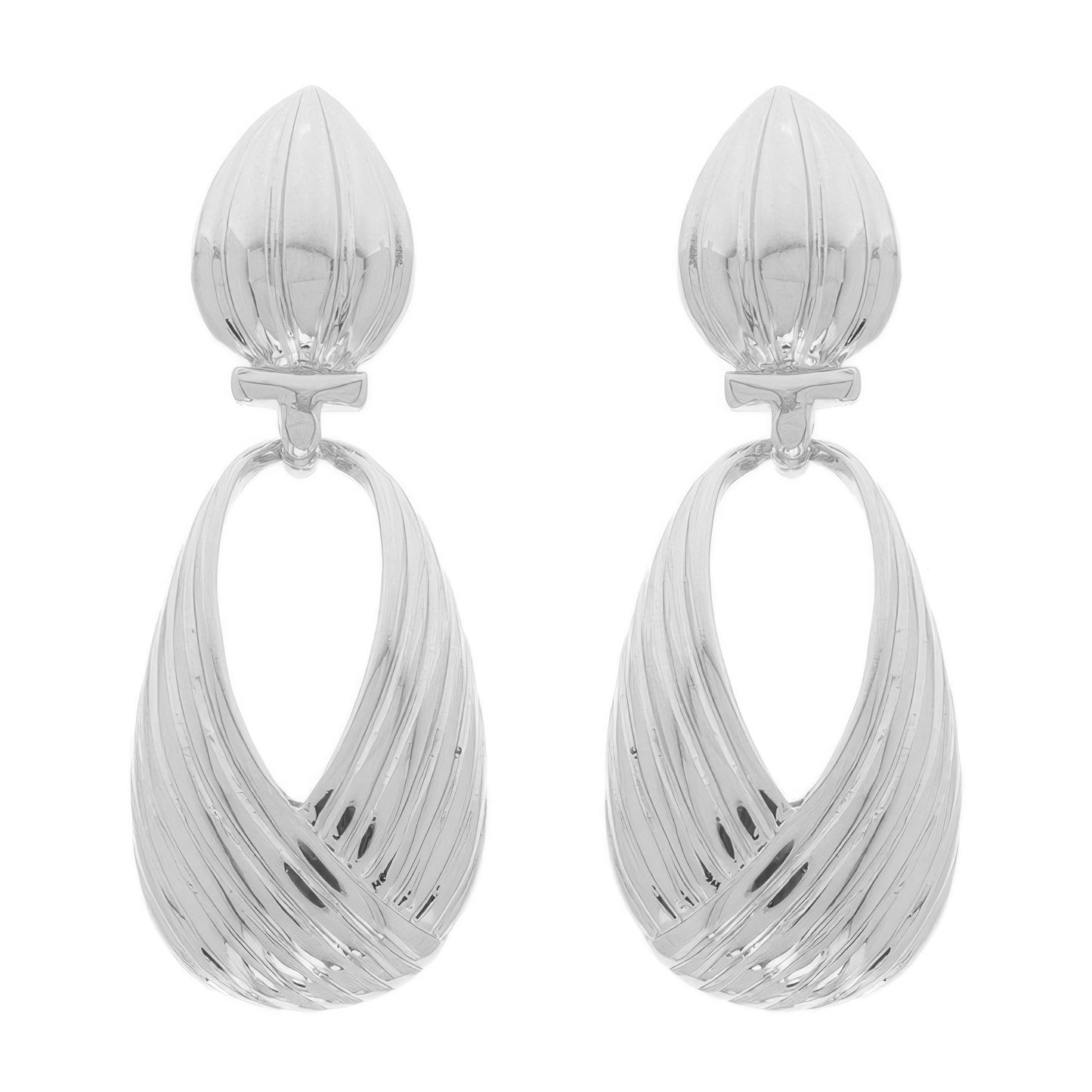 Ridged Teardrop Post Earrings