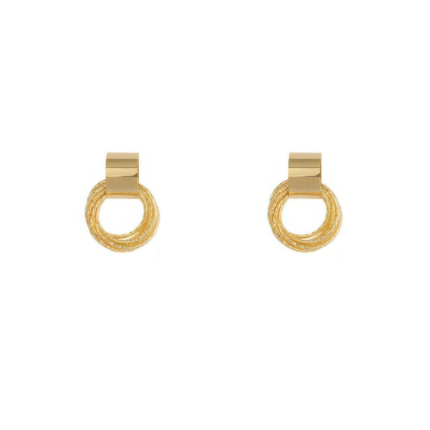 Gold Plated Layered Hoop Post Earrings