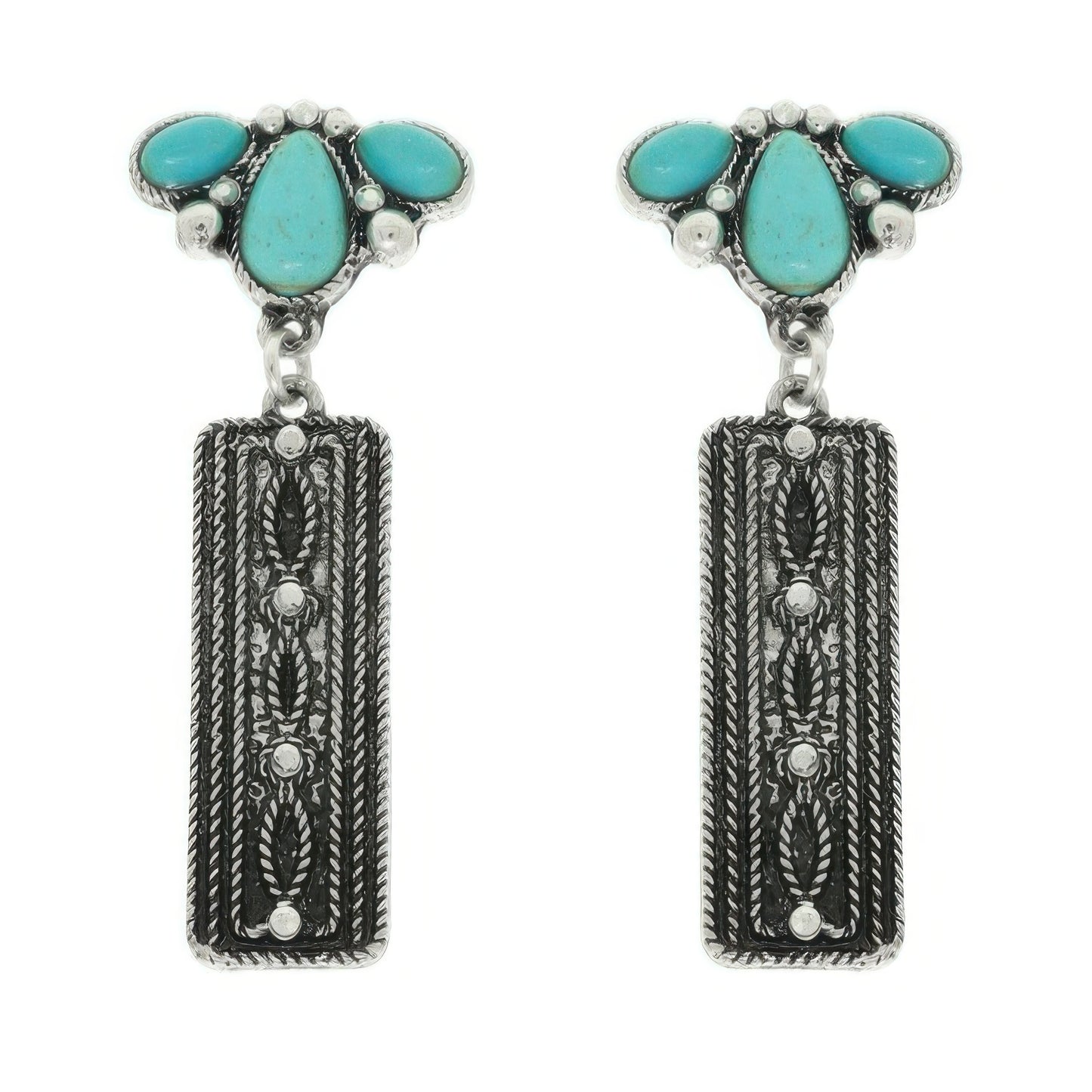 Western Jeweled Bar Dangle Concho Earrings