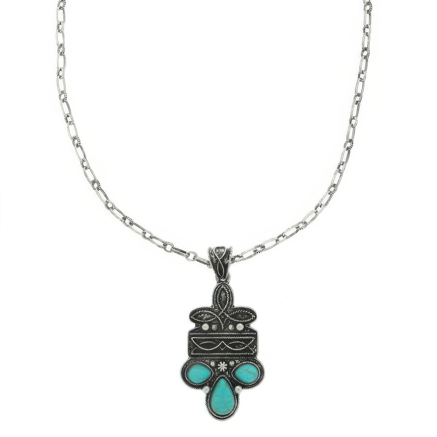Western Boot Stitch Concho Pendant Necklace
