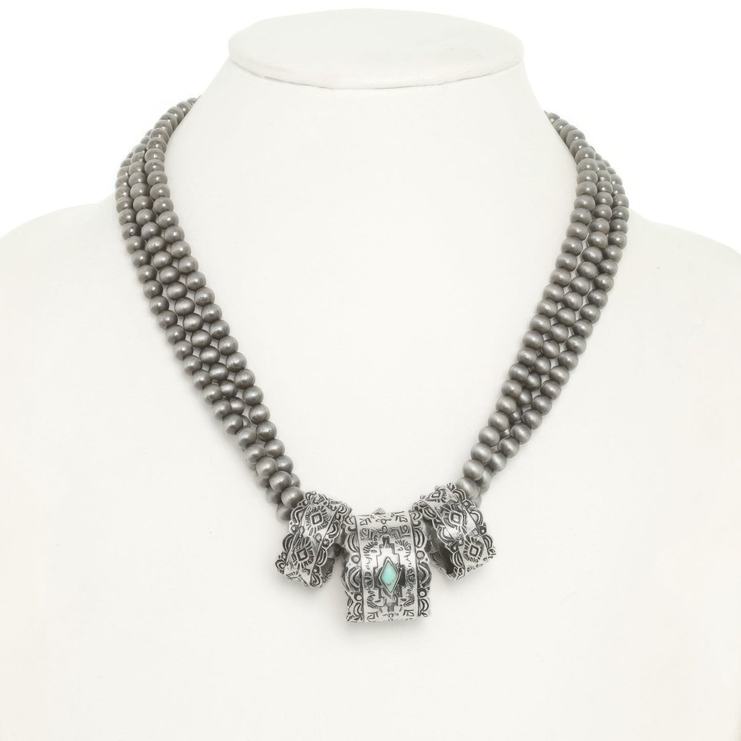 Western Navajo Barrel Pendant Beaded Necklace
