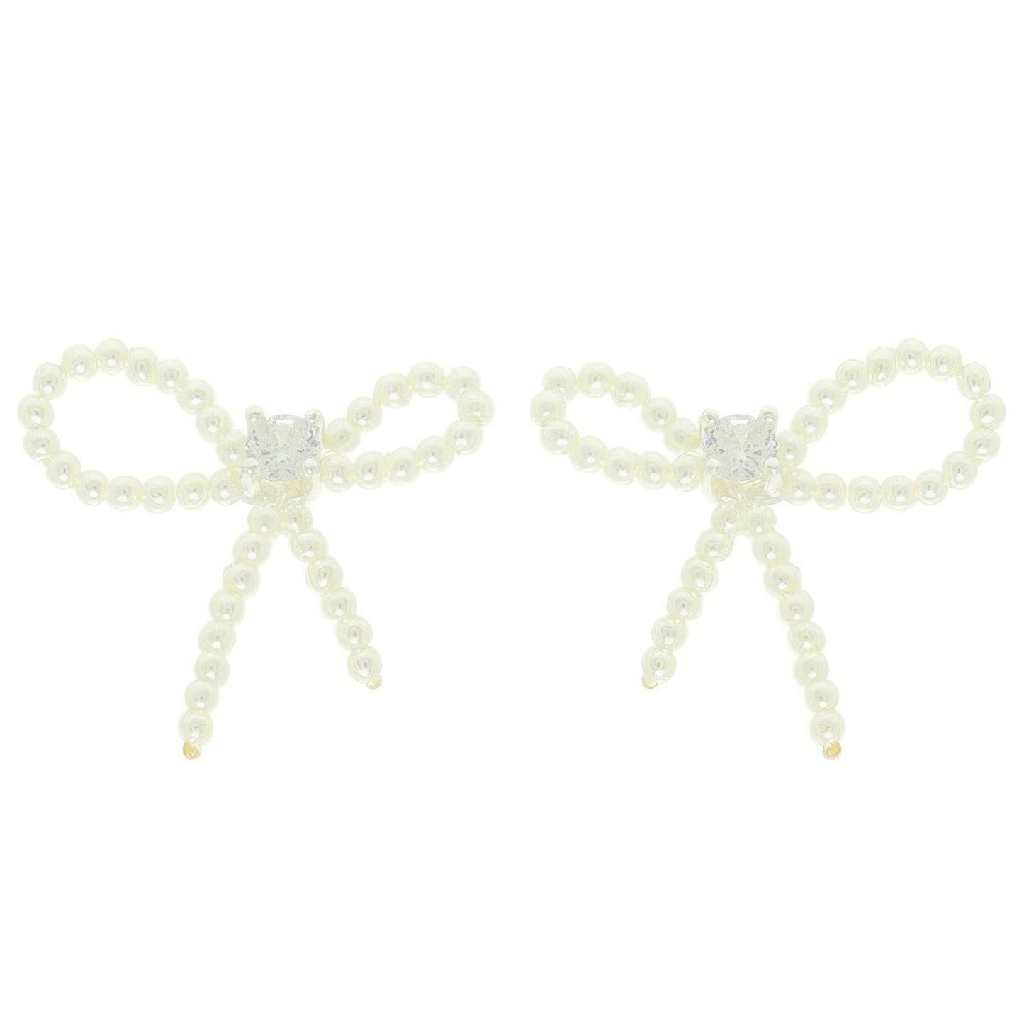 Jeweled Long Tail Bow Ribbon Earrings