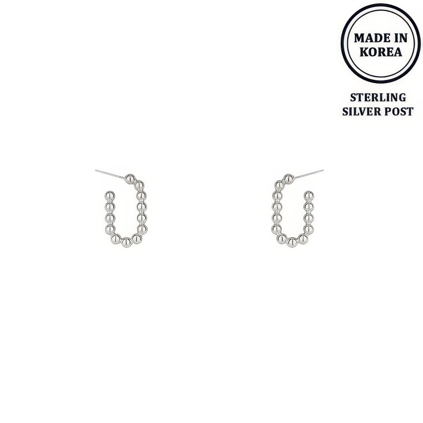Ball Beaded Hoop Post Earrings