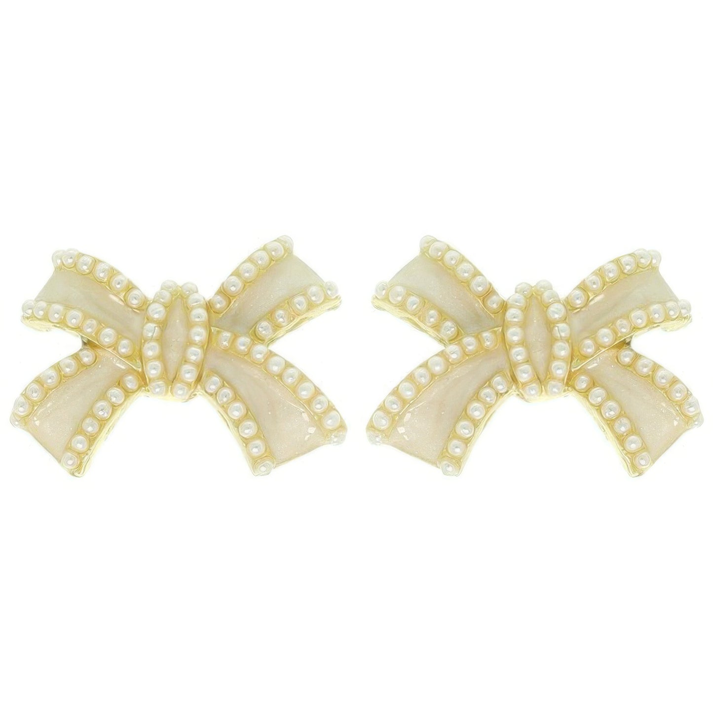 Jeweled Short Tail Bow Ribbon Earrings